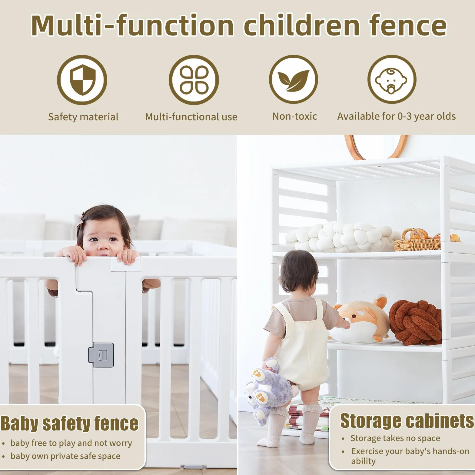 Gupamiga Parque Infantil Bebe 150 x 180 cm, Corralito para Niños y Niñas, Parque de Juegos para Bebe PLP-WL071-12