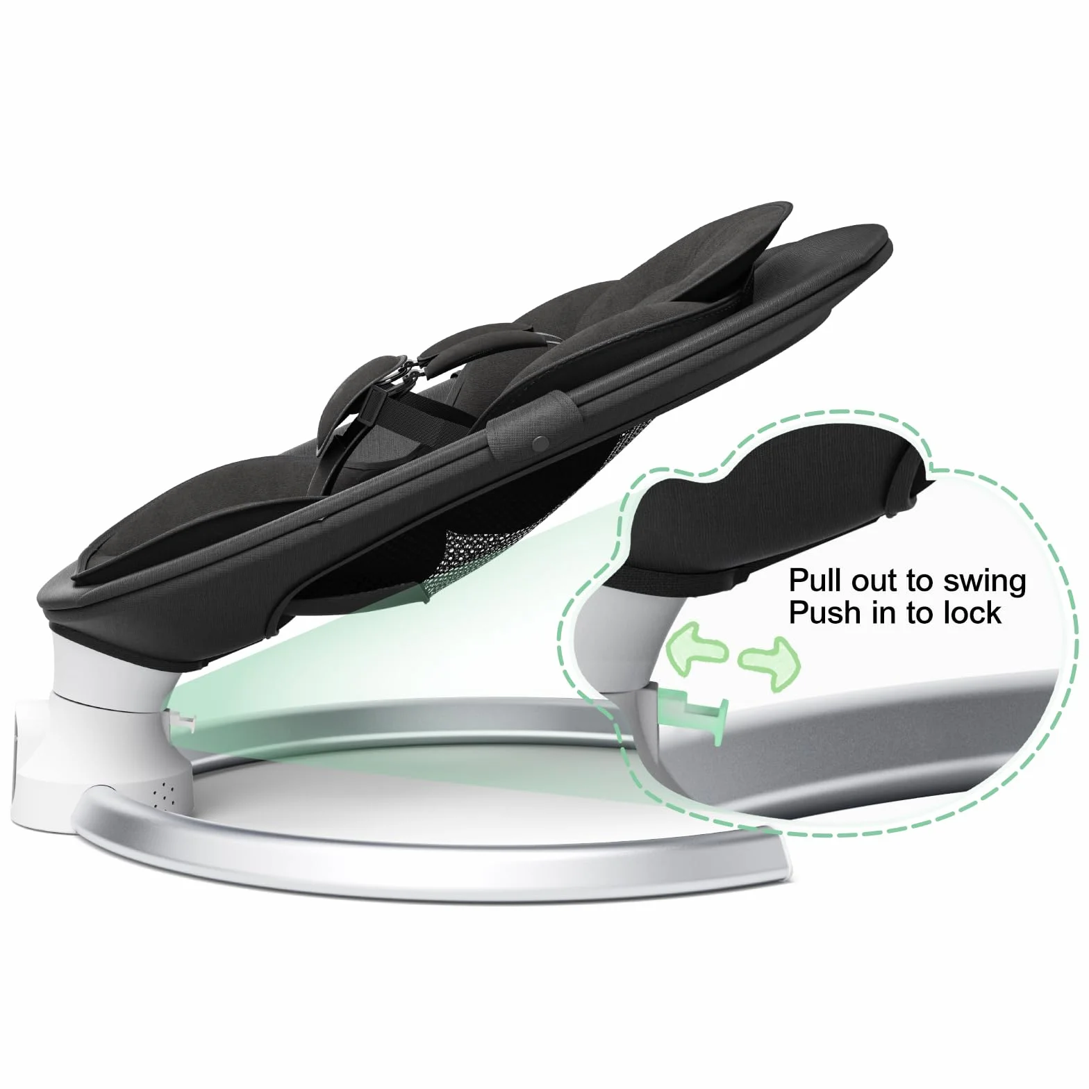 Bouncer eléctrico para bebés con 5 amplitudes de swing temporizador de 3 etapas, silla de gorila para bebés con control de aplicaciones móviles y control remoto(Negro)