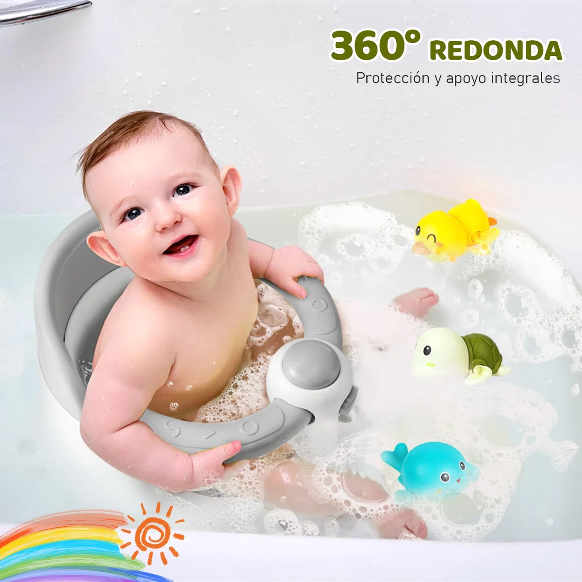 Asiento de baño para bebé, asiento de bañera para bebés de 6 meses en adelante, esencial para el baño del bebé, gran regalo de baby shower para recién nacidos y nuevas madres