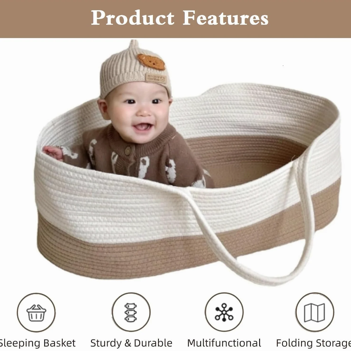 Bebé Moisés Canasta Portátil Bebé Cama Handheld Moisés Cesta de Algodón Cuerda para Bebé Cama Carrera Llevar Bebé Cambiando Mesa Bebé Bebe para El Bebé para El Coche de Viaje Al