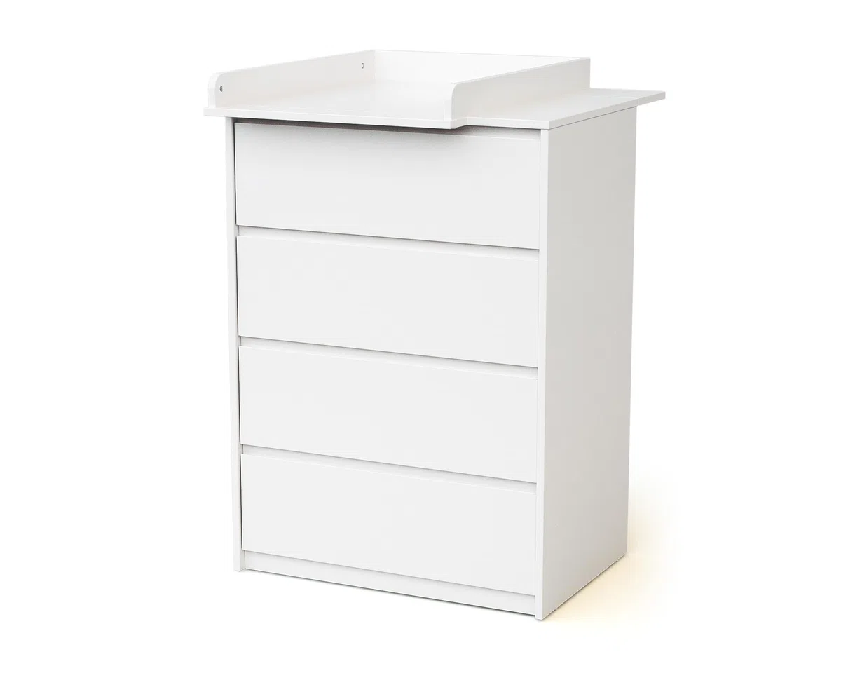 WEBABY - Cajonera bebé de 4 cajones con cambiador madera 50 cm UNO - Blanco