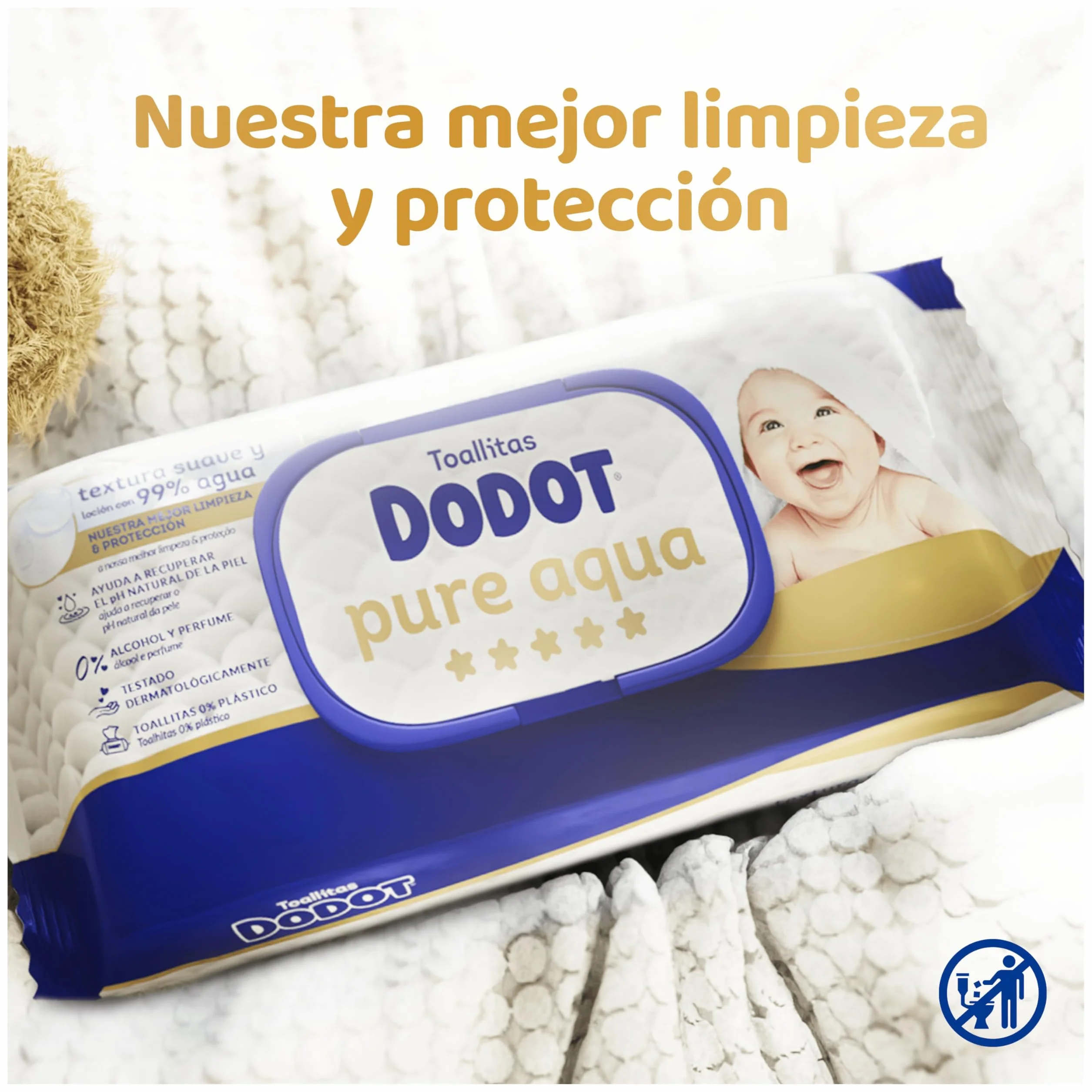 Dodot Pure Aqua Toallitas para bebé 900 sztuk 15 pakietów 99% woda
