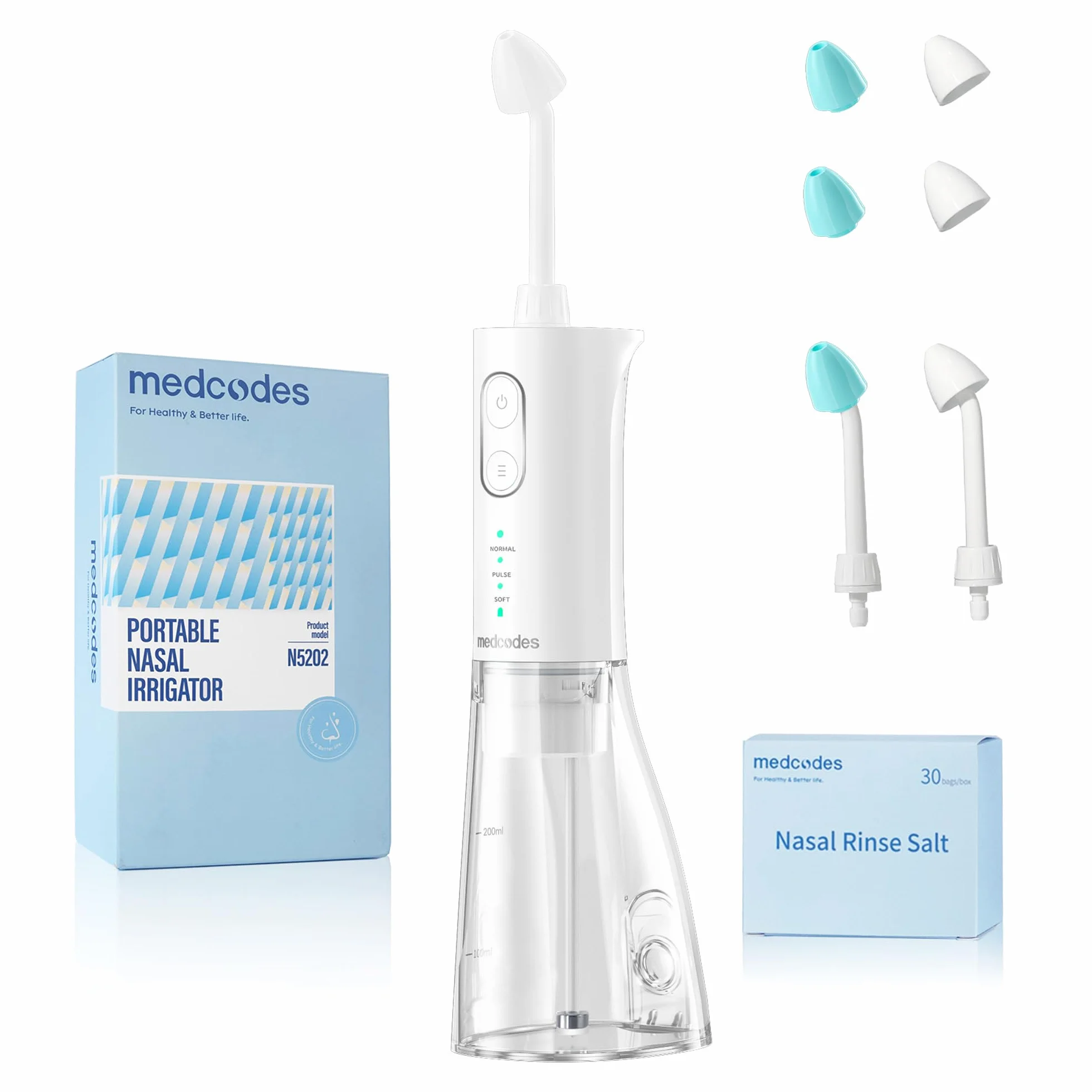 Neti Pot - Sistema de riego nasal inalámbrico, máquina limpiadora de botellas de enjuague nasal, kit de sistema de enjuague sinusal eléctrico para alivio de los senos nasales (White A)
