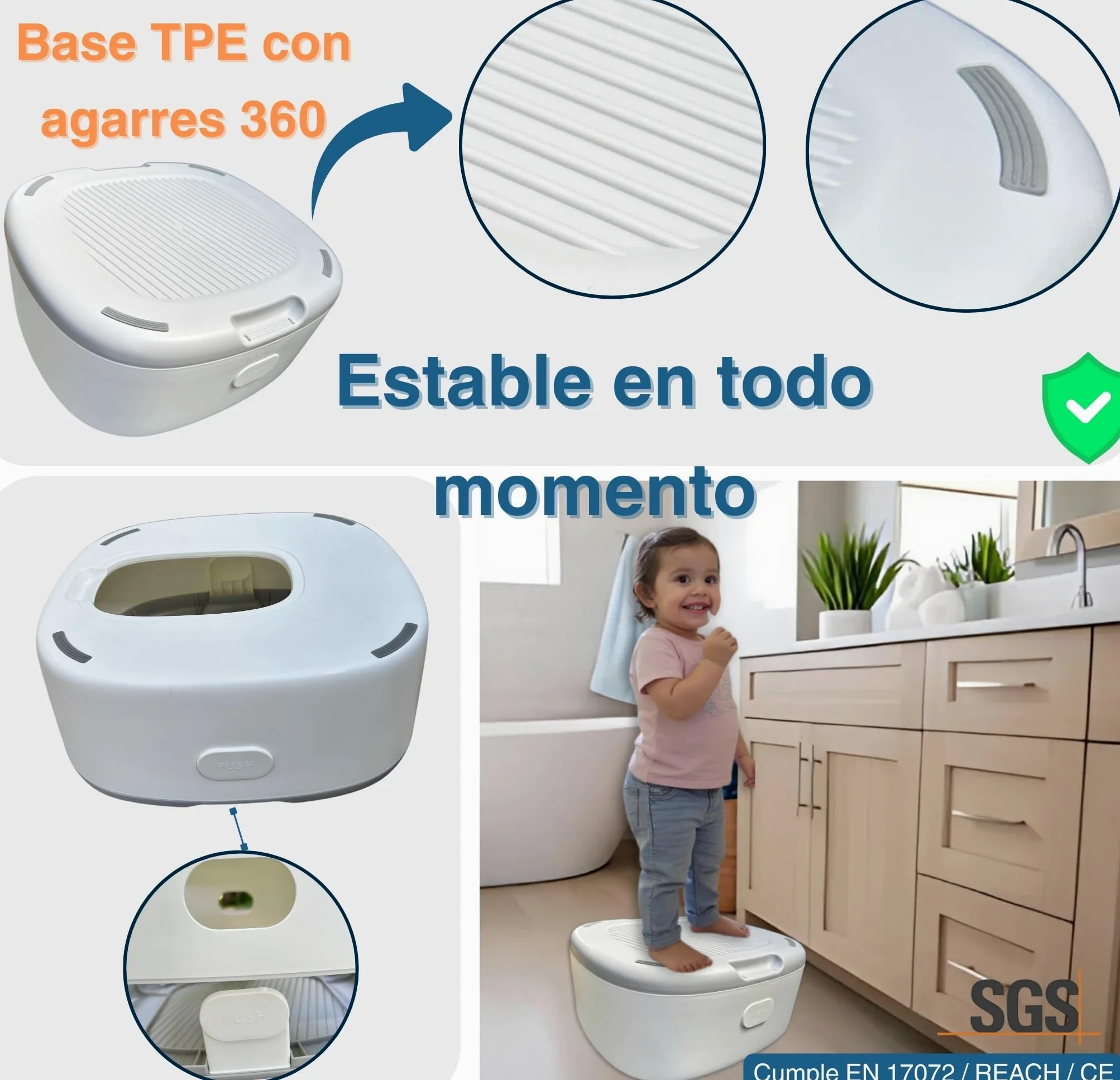 Orinal Bebé 3 en 1 Plegable | Reductor WC, Taburete y Orinal con Sticker de entrenamiento | Antideslizante, Portátil, Suave y Ergonómico | ideal de 1–6 Años