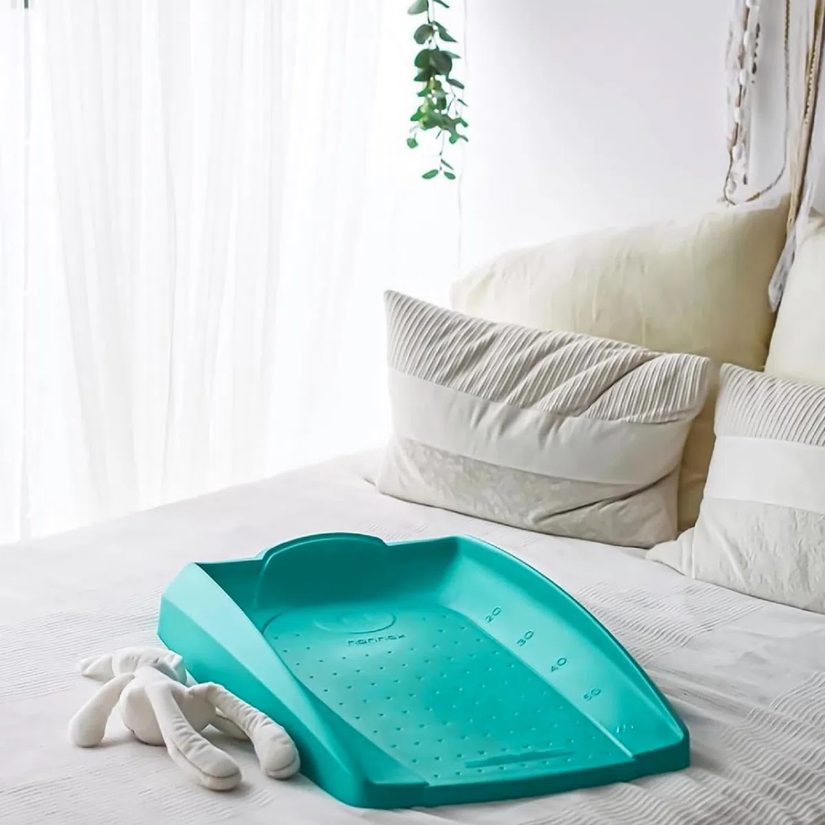 Cambiador de Bebé Impermeable y Confortable para Cómoda | Antideslizante con Medidor | para después del Baño y cambio de Pañales | Diseño funcional para Bebé, Verde Turquesa