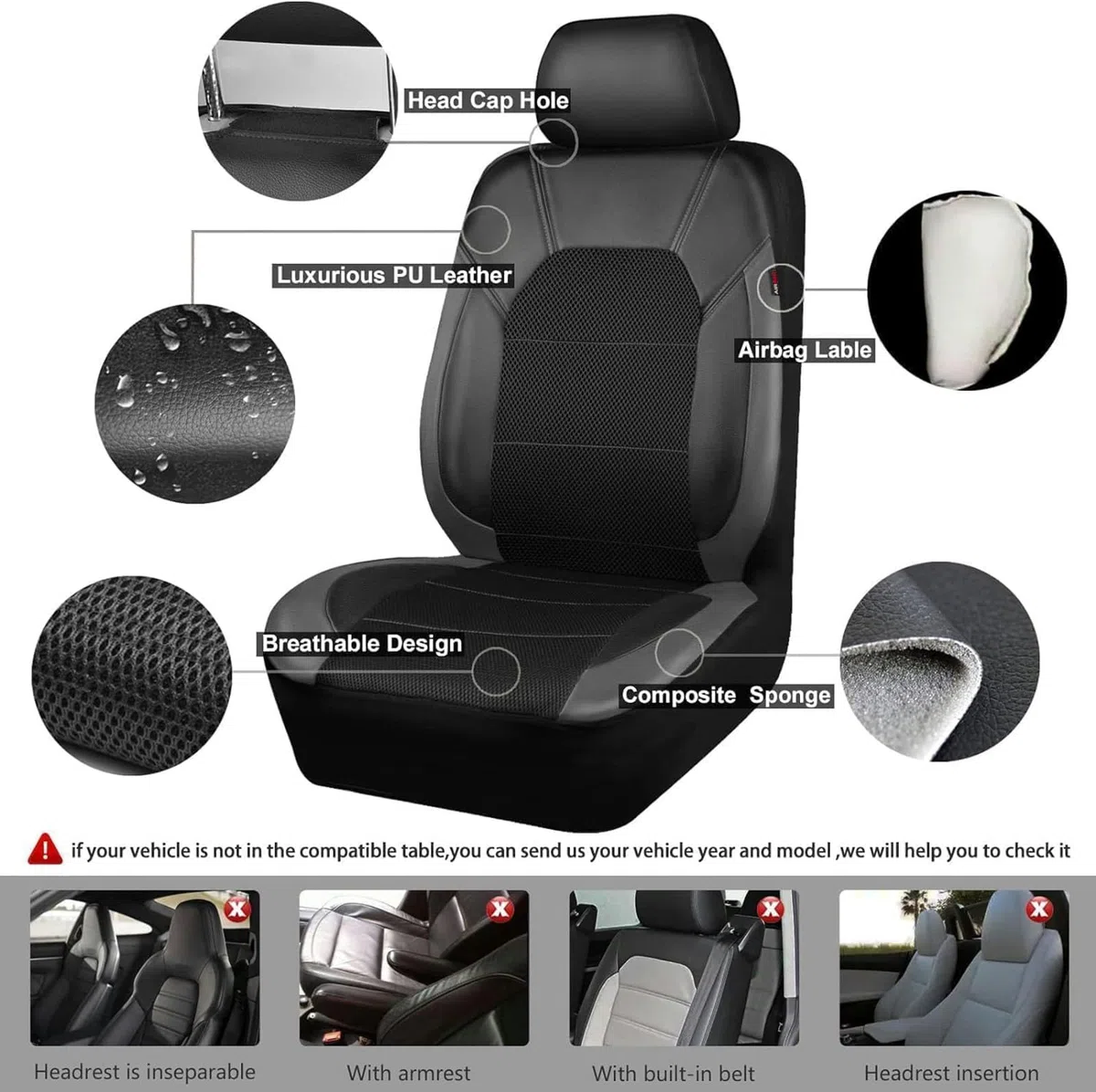 Fundas Asientos Coche,para Opel Corsa F 2019-2023 2024 2025 Juego Completo Cuero PU Transpirable Protectores Cubreasientos Delanteros Traseros Airbag,A