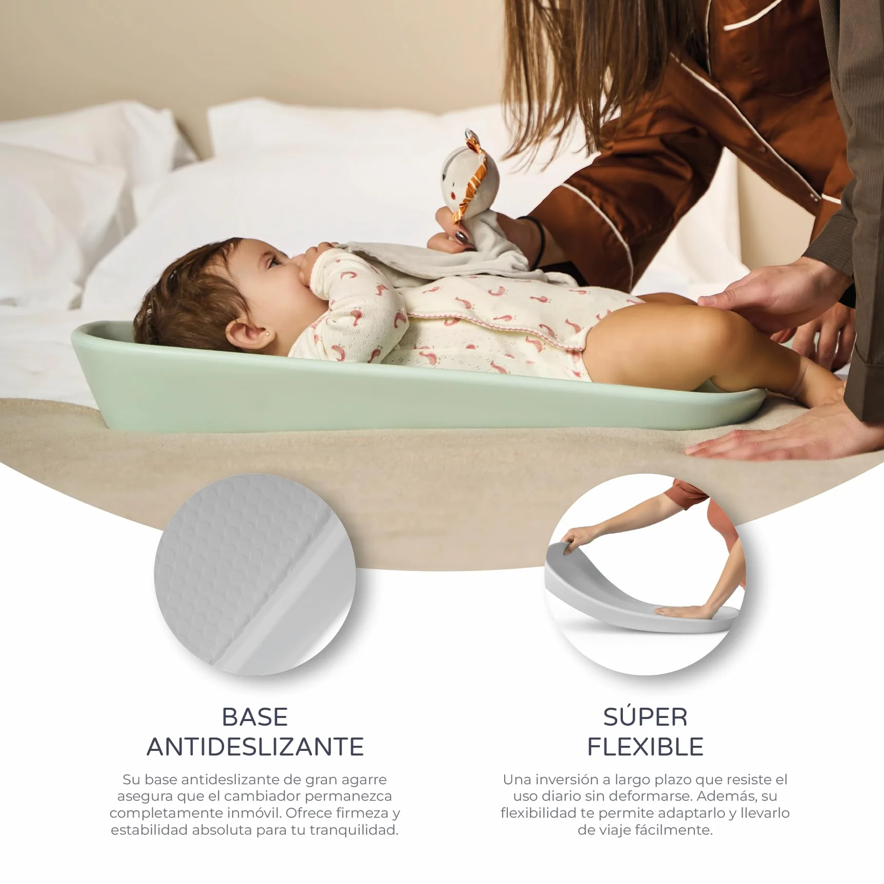 Ms BabyWorld FOAMY Cambiador de Bebé Antideslizante EVA Impermeable 67x41x10 Gris
