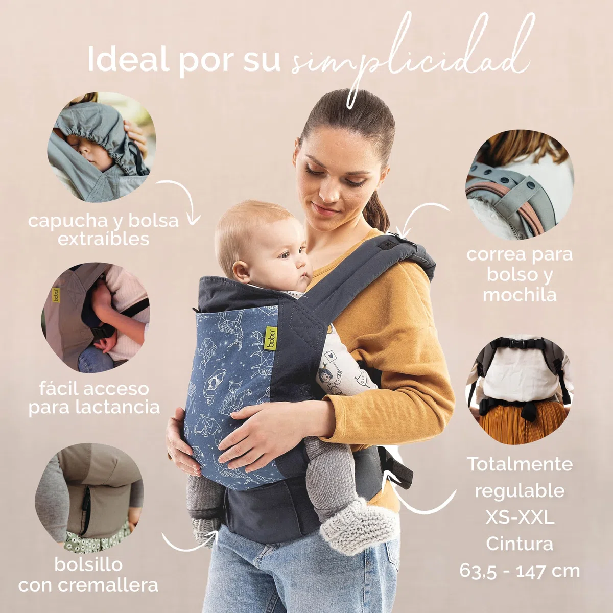 Boba X Mochila Portabebés, Porta Bebés Recién Nacidos y Niños Pequeños, Mochila de Porteo para Bebé, Marsupio de Bebé Ajustable, Portabebés Ergonómico, Portabebés para Peques de 3-20 kg