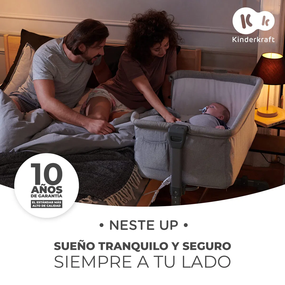 kk Kinderkraft Cuna Colecho 2 en 1 NESTE UP, Ajustable, Plegable, Accesorios, Gris