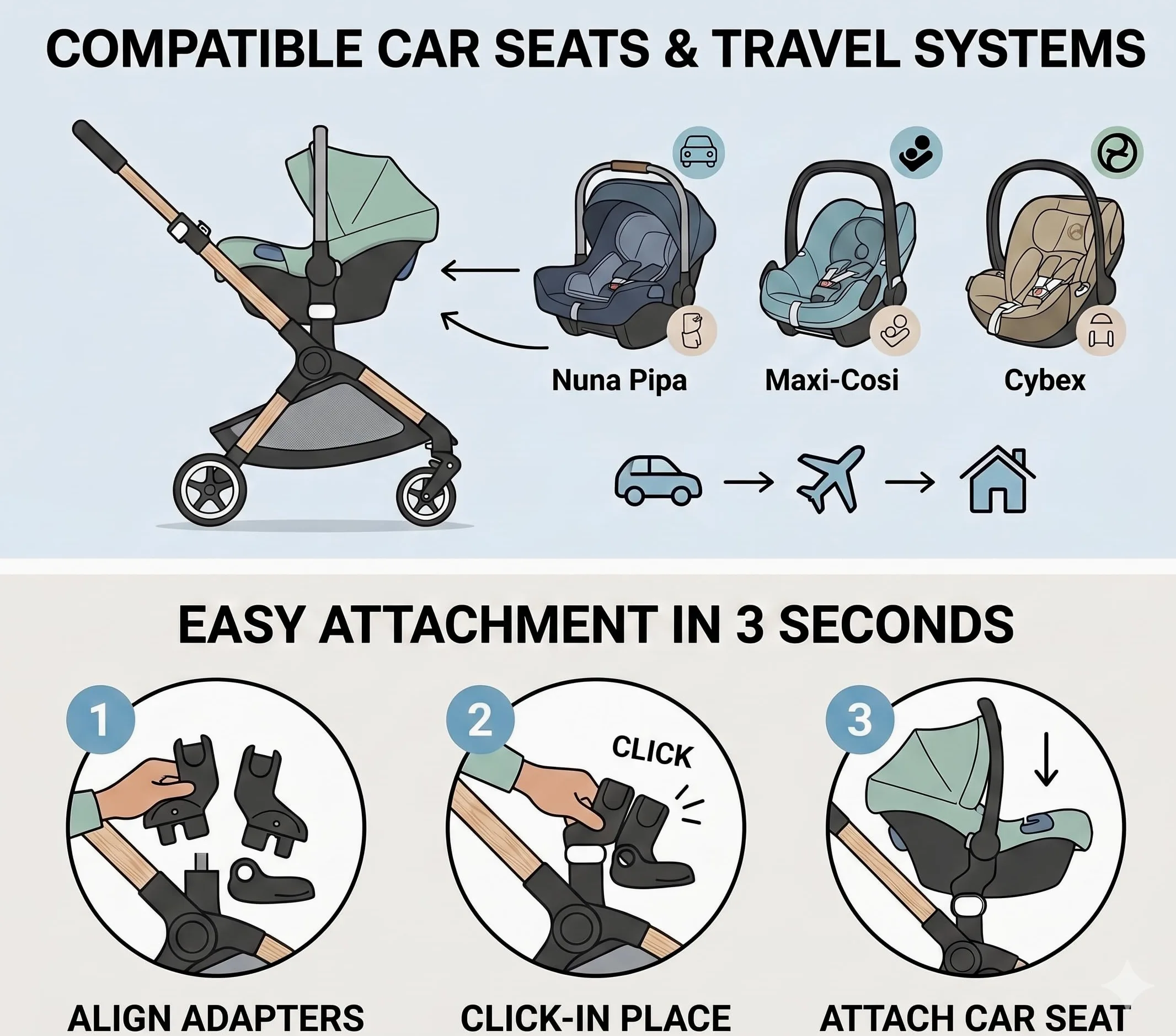 BUGABOO BUTTERFLY 2 ADAPTADORES DE SILLA DE COCHE