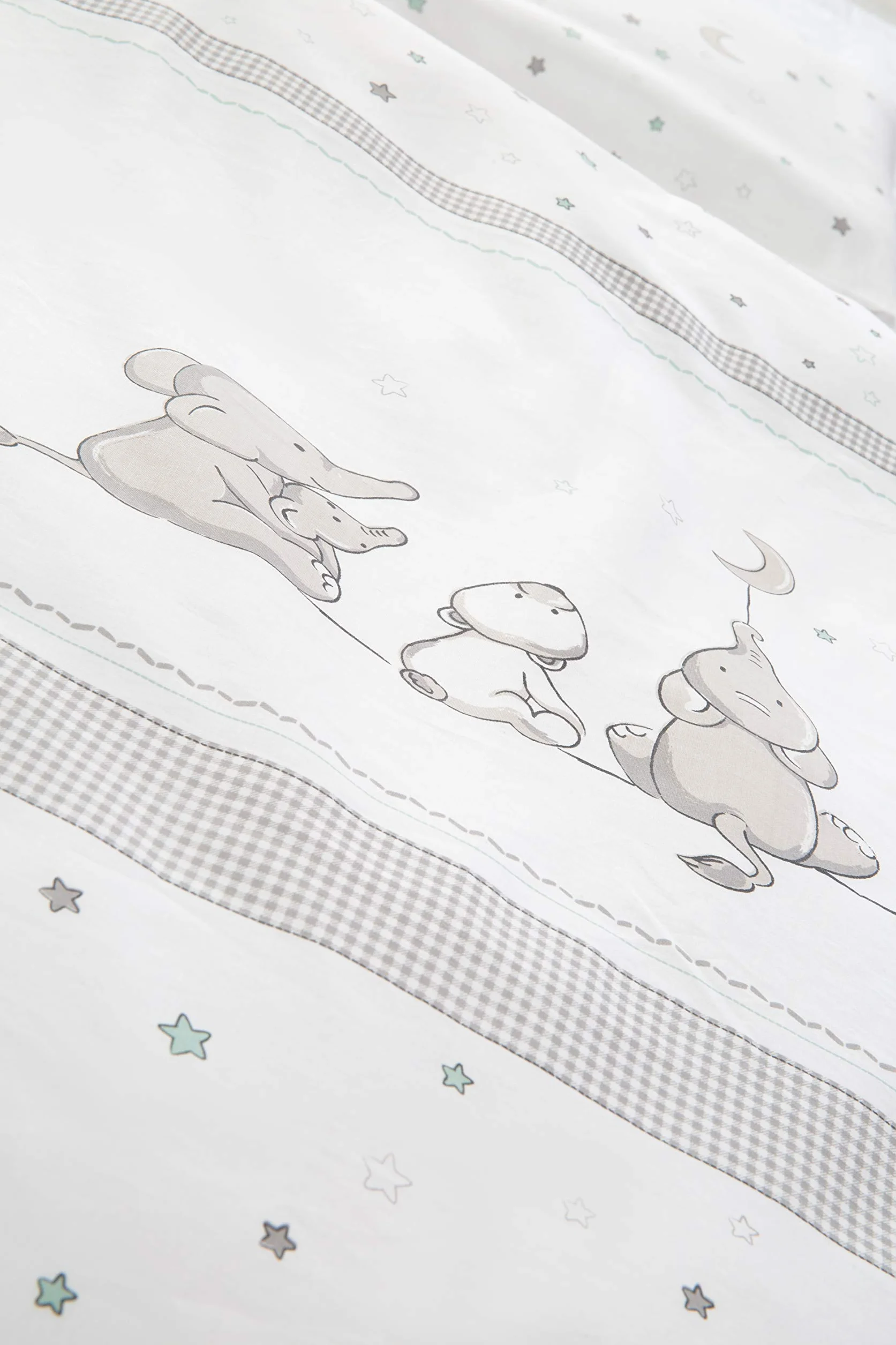 roba Ropa de Cuna Infantil Sternenzauber - 2 Piezas - Algodón - Funda Nórdica 100 x 135 + Funda de Almohada 40 x 60 cm - Estampado con Estrellas y Elefantes
