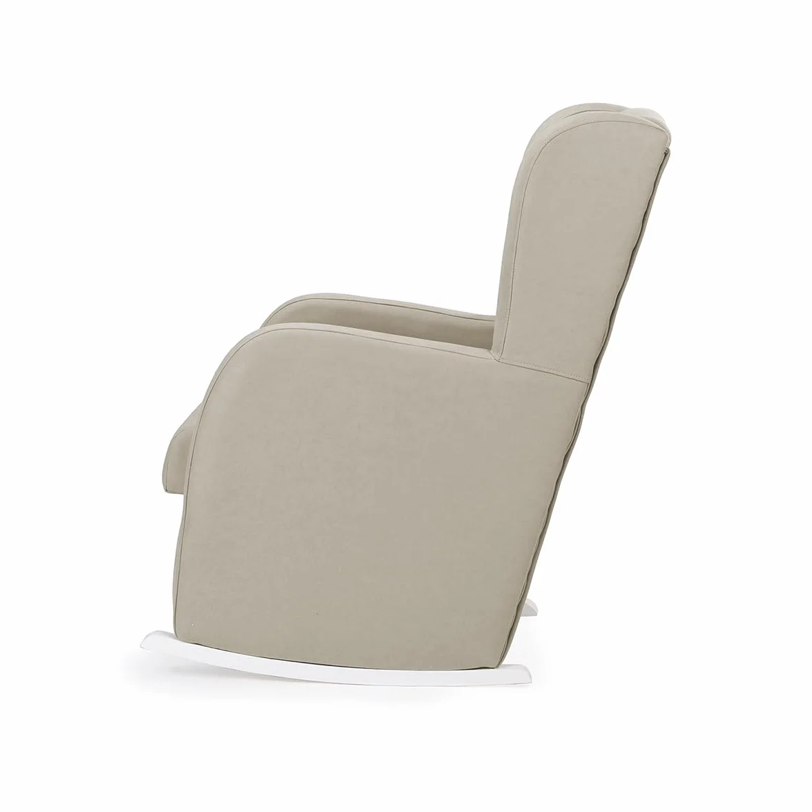 Sillón de Lactancia Amberes Estrecho con Patines Blancos Balanceo Suave Respaldo Alto Tela Antimanchas Beige 102x66x89 cm