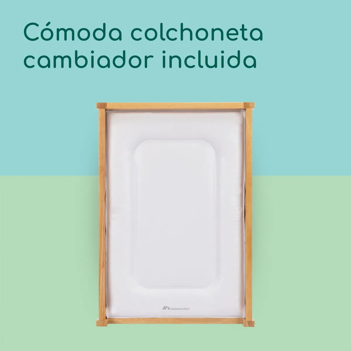 Bebeconfort Daisy, Cambiador Bebé Mueble, 0-12 M (11 kg), Cambiador Incluido, Impermeable, Fácil Limpieza & Montaje, Seguridad Garantizada, Fácil Acceso al Bebé, Estante, Madera Natural