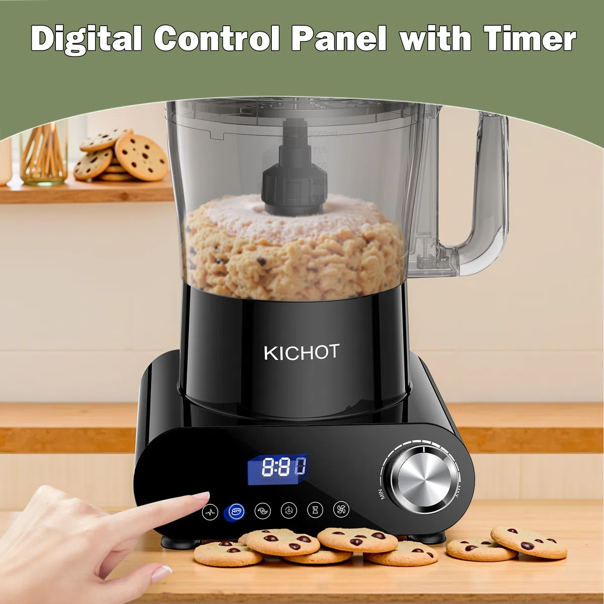 Robot de cocina & Picador, 2.5 L Food Processor 1500 W con gran tubo de alimentación – Creación de hielo, Molienda, Expresor de cítricos, Ralladura, Corte & Repostería, Negro