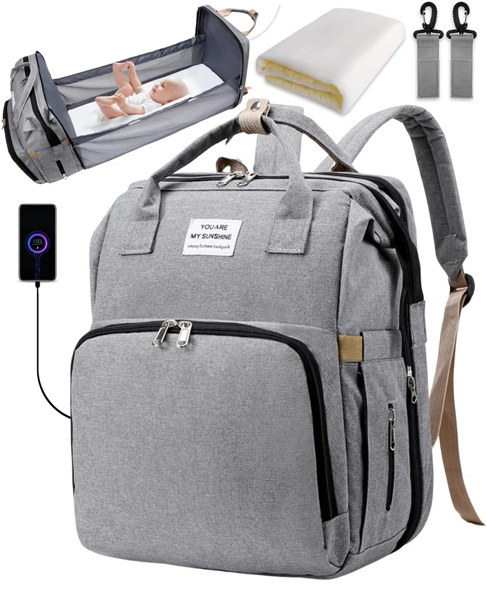 MOCHILA y PAÑALERA BEBÉ con CAMBIADOR para CARRO - MOCHILA MULTIFUNCIONAL IMPERMEABLE - PAÑALERAS y CARRITO MATERNIDAD - BOLSO GRANDE con GANCHOS