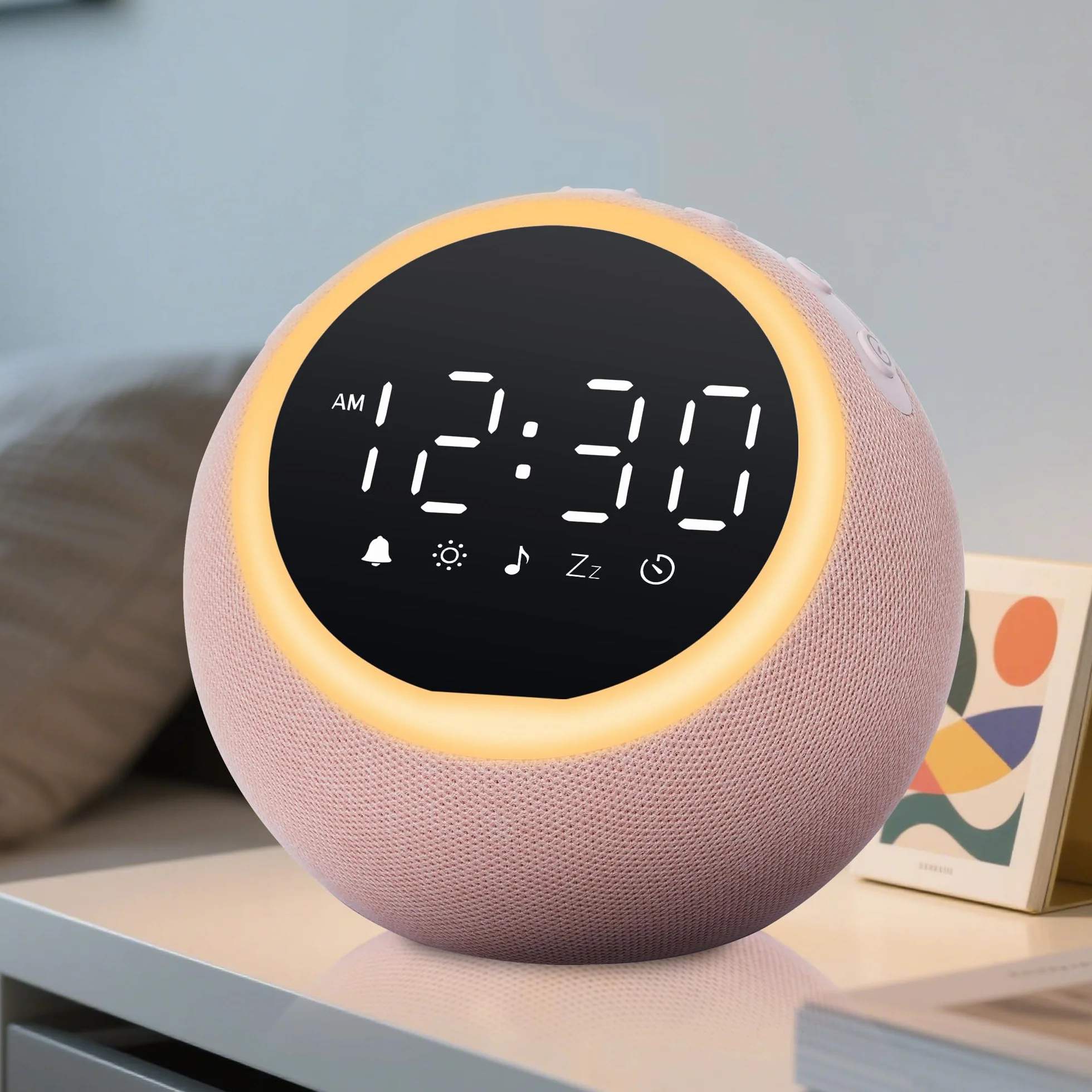 Despertador Digital con Ruido Blanco, Luz Nocturna y Temporizador, 25 Sonidos Naturales, Pantalla Regulable