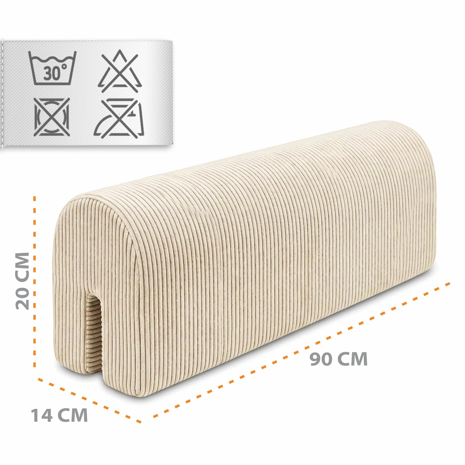 Totsy Baby Chichoneras Cuna Parachoques cunas Bebe 90 cm - Protector Anti caida y Golpe Espuma de Barrera Seguridad niños y niñas para Cama Protection de Valla y Borde Infantil Pana Oeko-Tex Beige B