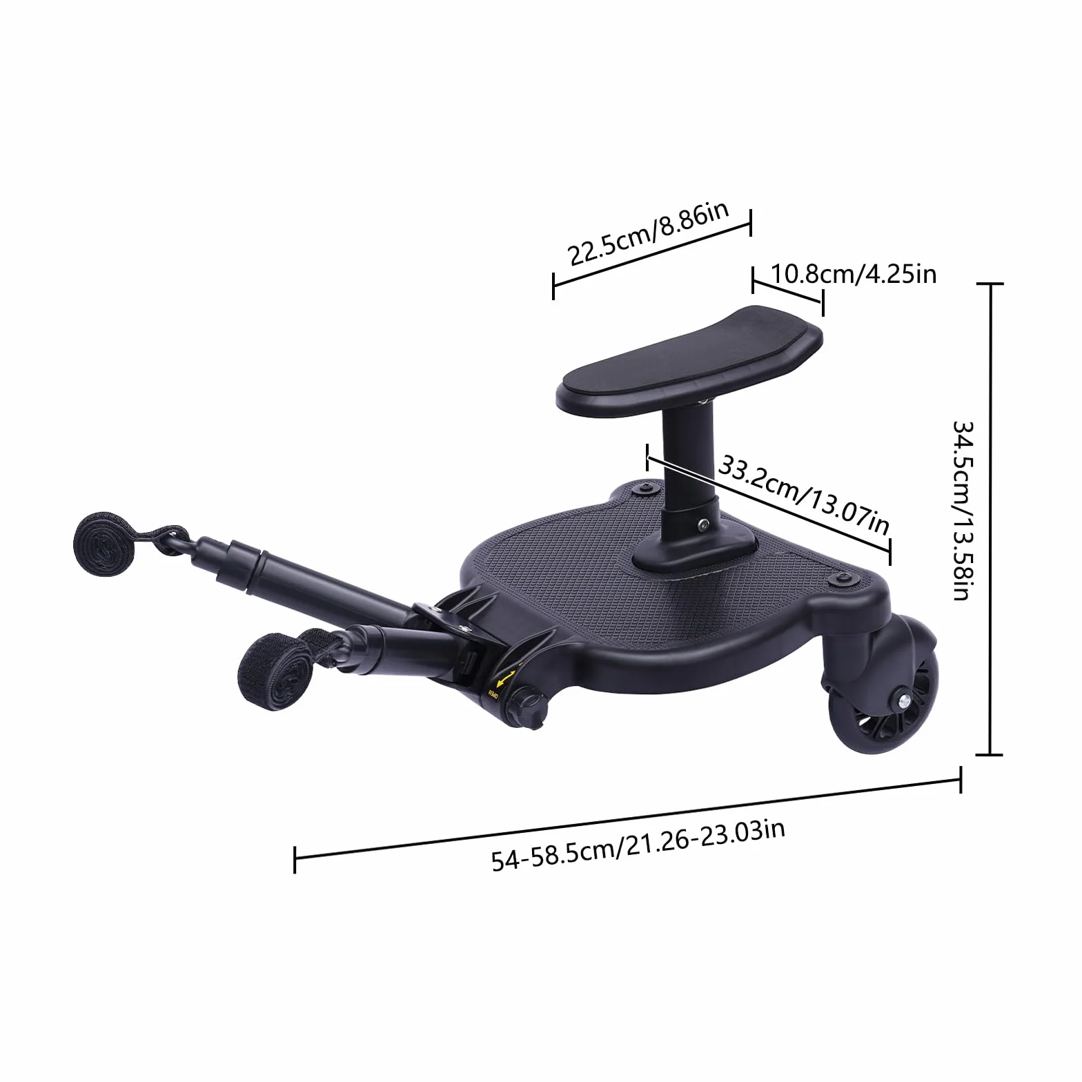 Universal Buggy Board estribo auxiliar pedal adaptador remolque asiento tabla de pie con asiento para cochecito tabla de ruedas de hasta 25 kg negro