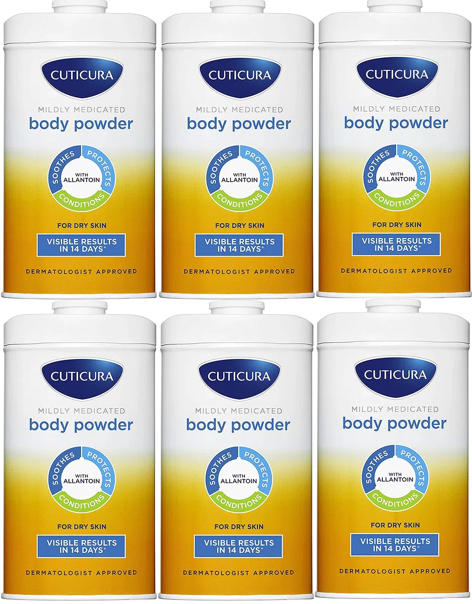 6 polvos de talco ligeramente medicados Cuticura de 150 g