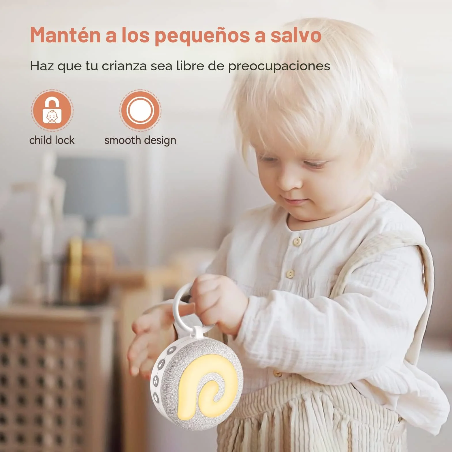 Dreamegg D11 Máquina Ruido Blanco con Luz Nocturna 21 Música Relajante Recargable USB Temporizador para Bebés Niños Adultos