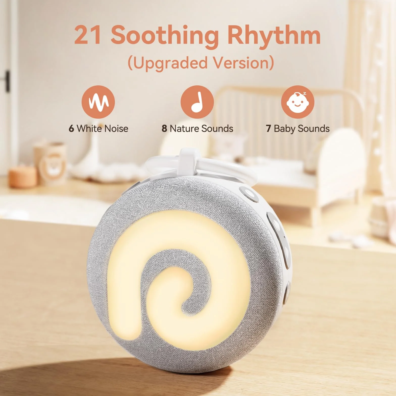 Dreamegg D11 Máquina Ruido Blanco con Luz Nocturna 21 Música Relajante Recargable USB Temporizador para Bebés Niños Adultos