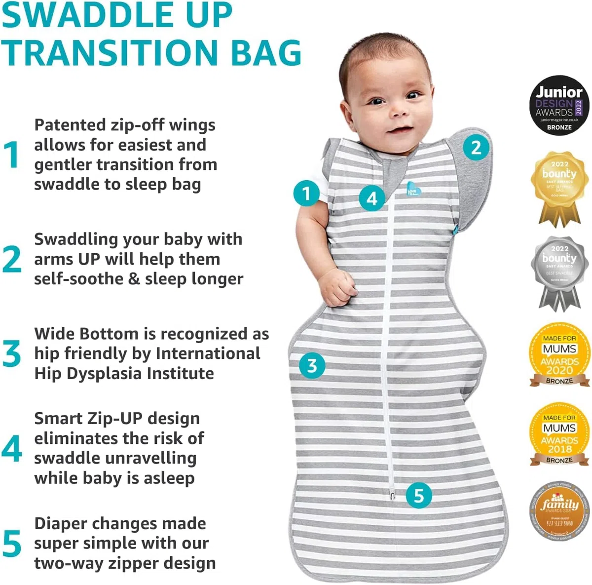 Love to dream - Swaddle UP 50/50 stage 2 grijs large