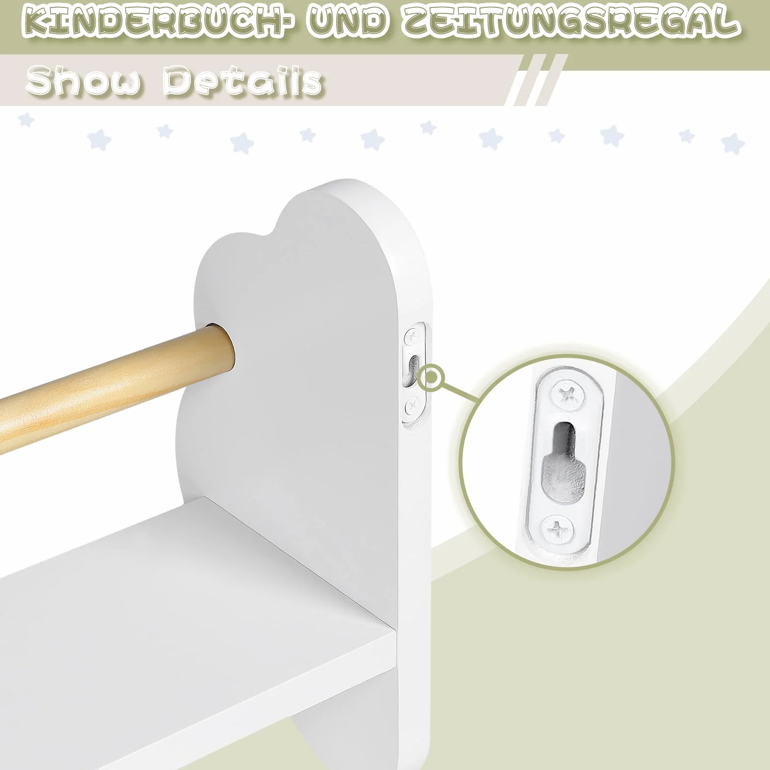 WOLTU Estanterias de Pared para Libros Infantiles, Juego de 3 Estantes Montados en Pared, Encantadora Forma Nube, Librerias Montessori para Habitación Infantil y Jardin Infancia, Blanco