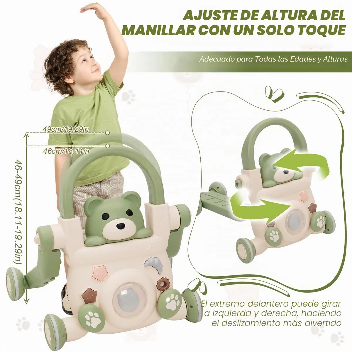 Andador Bebés 3 en 1,con Luces,Música y Juguetes,Velocidad Ajustable Andador,Patinete, Bicicleta sin Pedales,Peso Ajustable,Correpasillos Bebe,Apto Para Bebés Mayores de 6 Meses