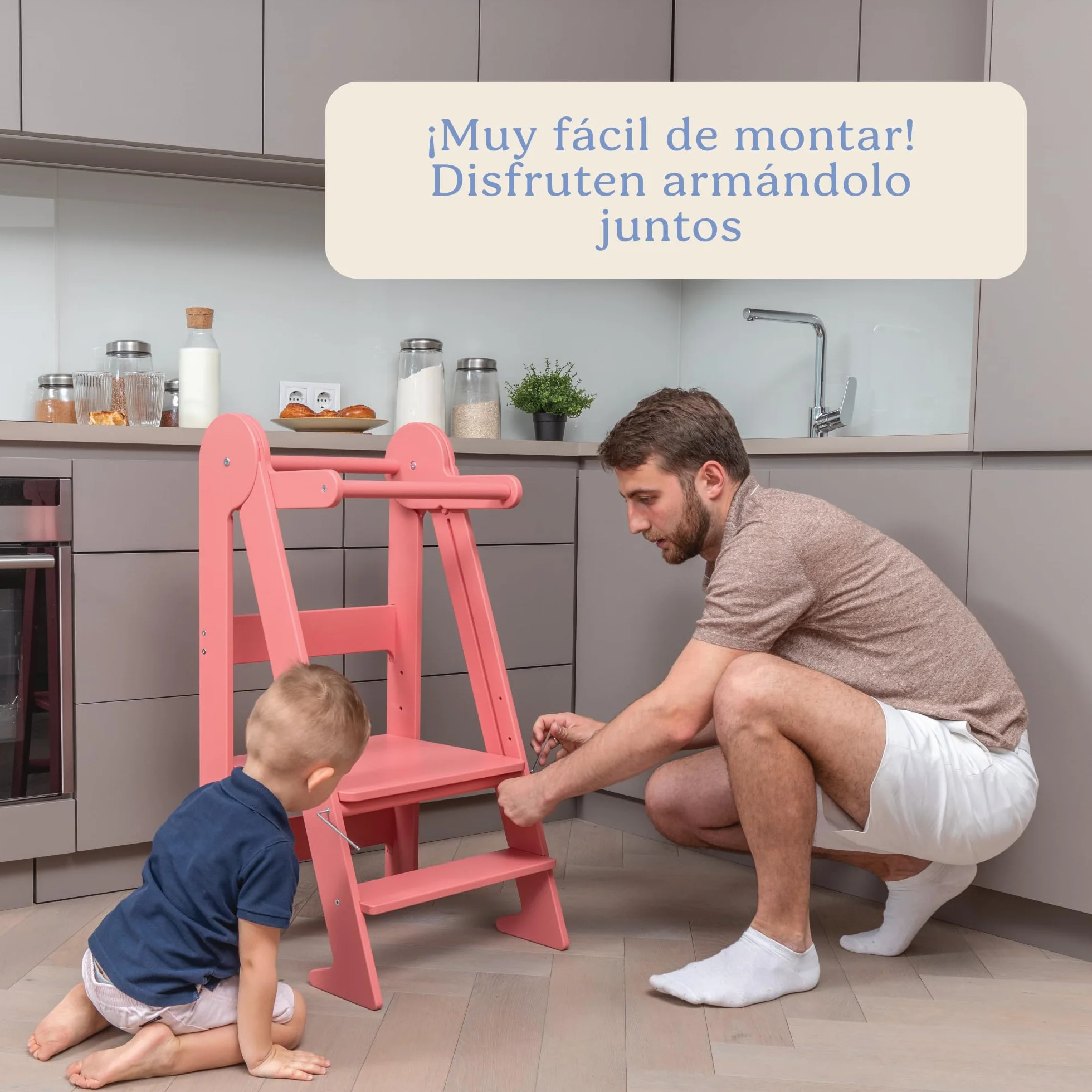 TOYBOX Torre de Aprendizaje Plegable Montessori Madera Natural