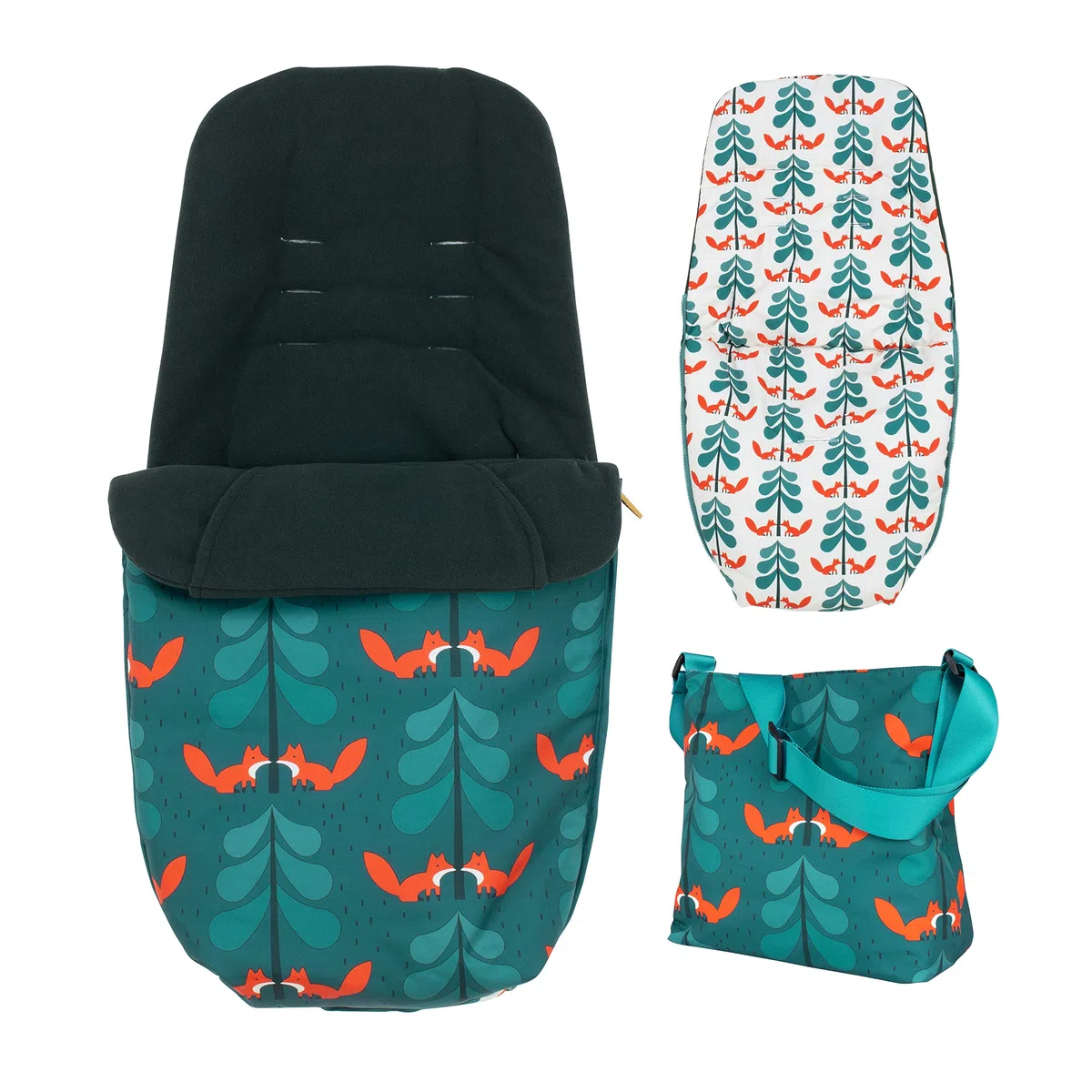 Cosatto Giggle - Paquete de accesorios 2 en 1, bolsa de cambio y saco para todas las estaciones, Fox Friends