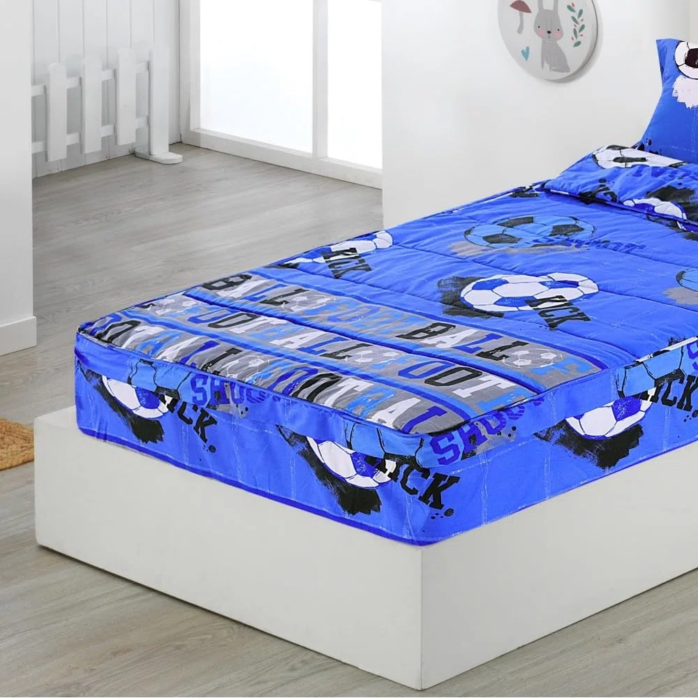 DHESTIA HOME Saco Nórdico con Cremallera Edredón Ajustable Cama Infantil Fútbol Quick Color Azul Talla Cama 105