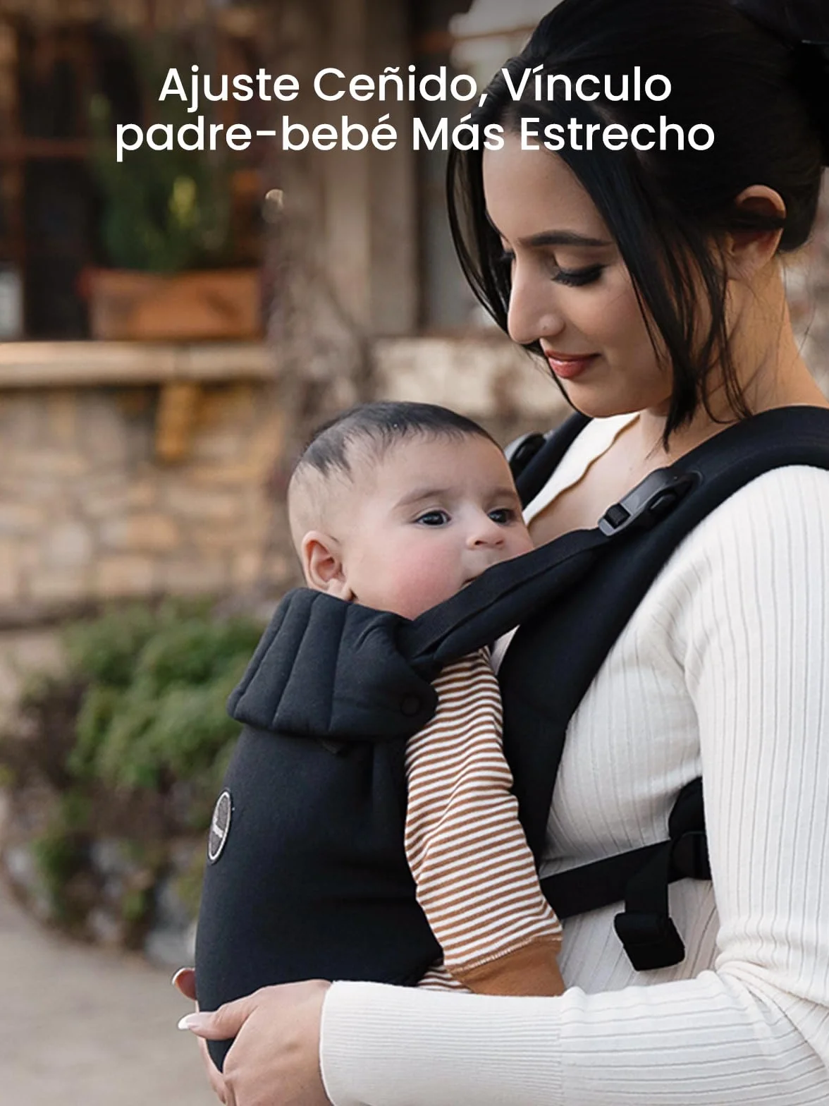 Grownsy Ergonomic Baby Carrier Adjustable for Newborns and Toddlers 3-20 kg, One-Click Buckle, Lightweight, Black