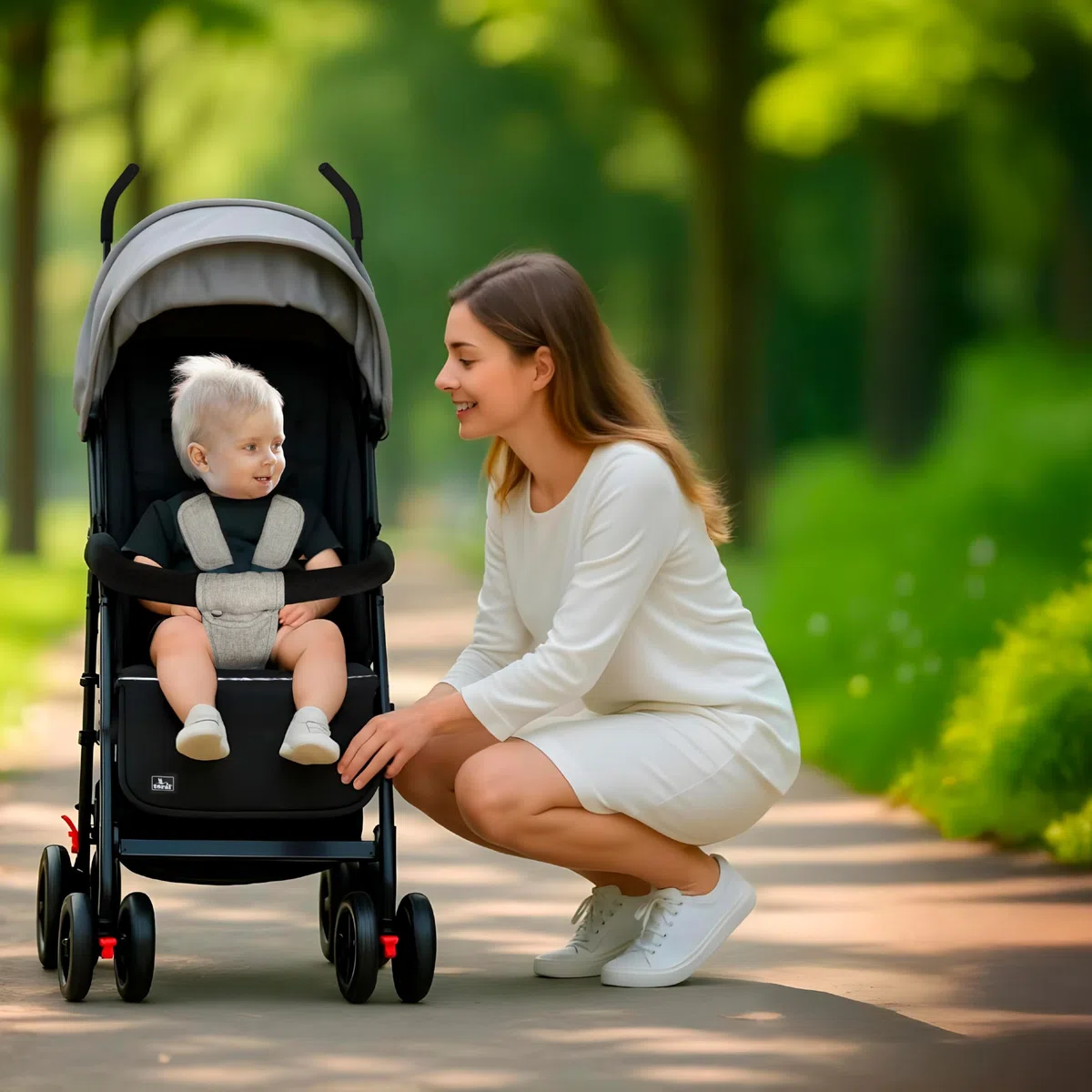 TORAL Silla de paseo ligera Florida para bebé, con respaldo reclinable 5 posiciones, capota XL, cinturón 3 puntos, 8 ruedas, silla paseo bebe desde 6 meses hasta 15 kg