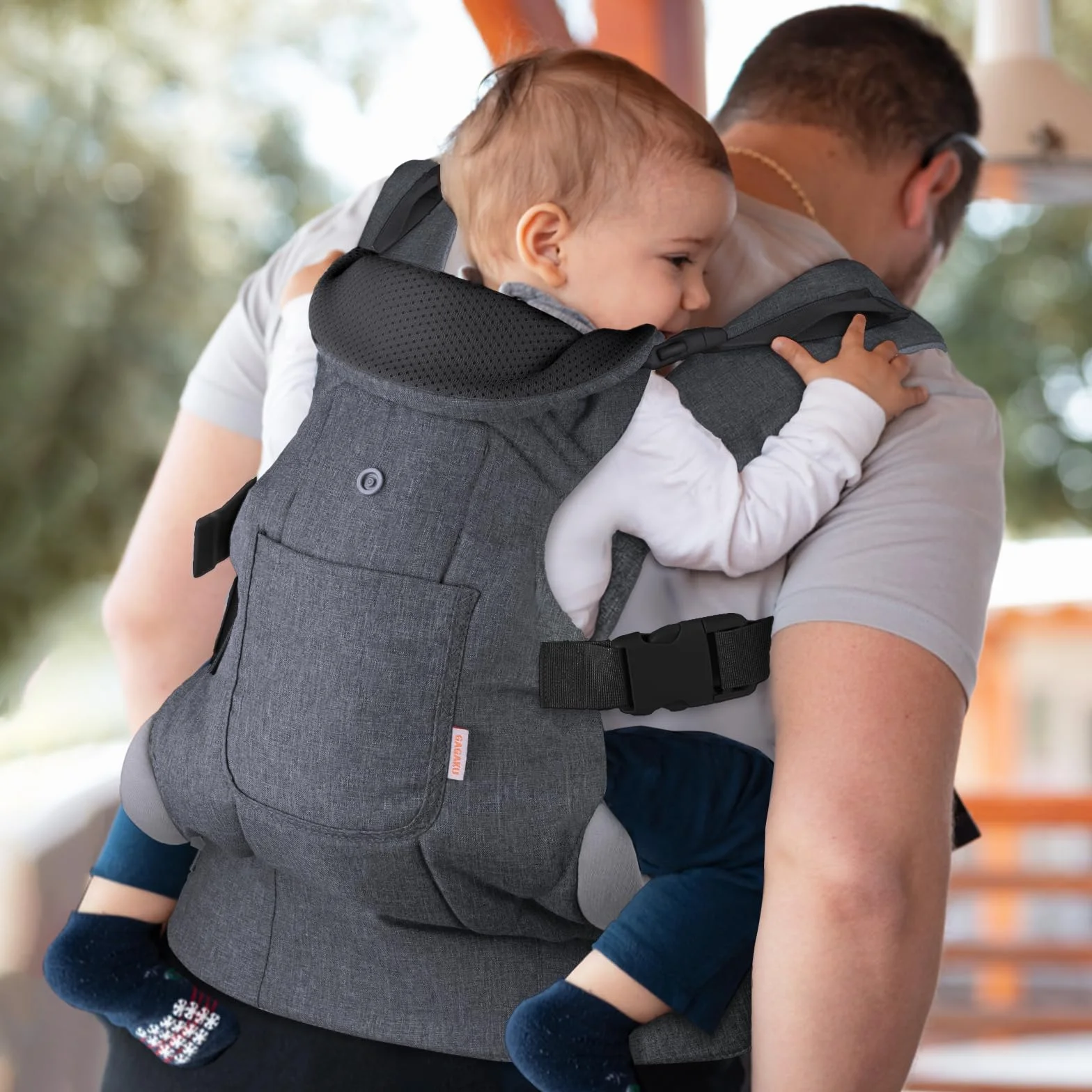 GAGAKU Mochila Portabebés 4 en 1 Ergonómica 0-36 meses Negro Gris Oscuro