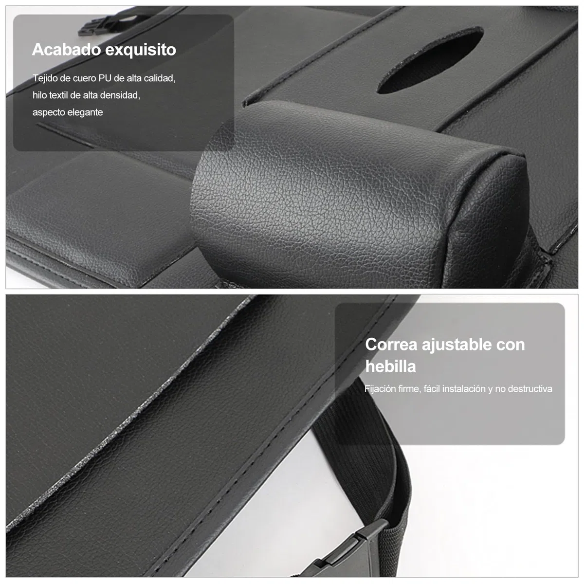 Ergocar 2 Paquetes de Pu Organizadores de Coches de Cuero, Cubierta Protectora para el Asiento Trasero, Estera de Protección para el Auto Asiento Trasero para el Automóvil - Negro