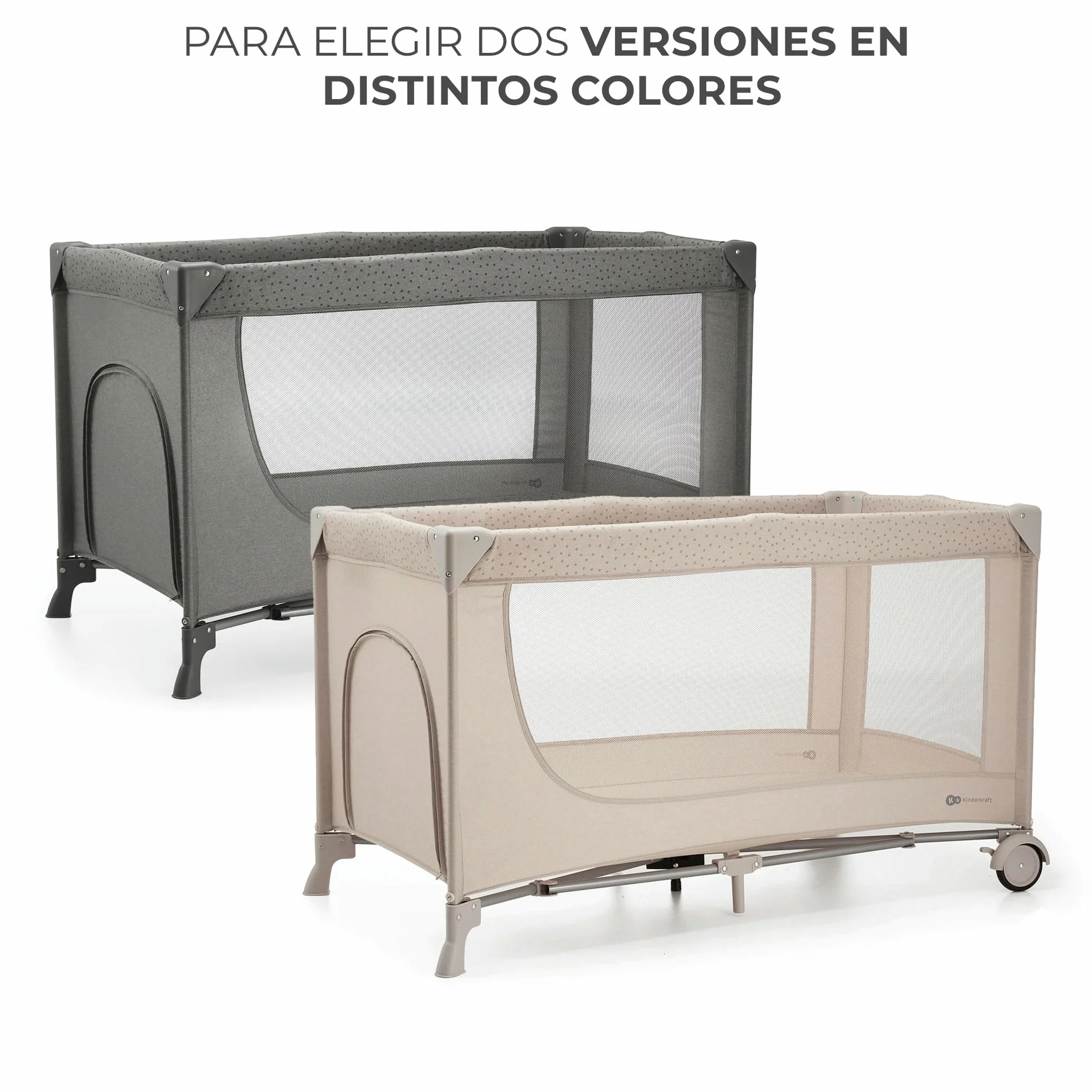 Kinderkraft Joy 2 Cuna de Viaje 3 en 1 para Bebé hasta 25 kg, Plegado rápido, Entrada Lateral, Gris