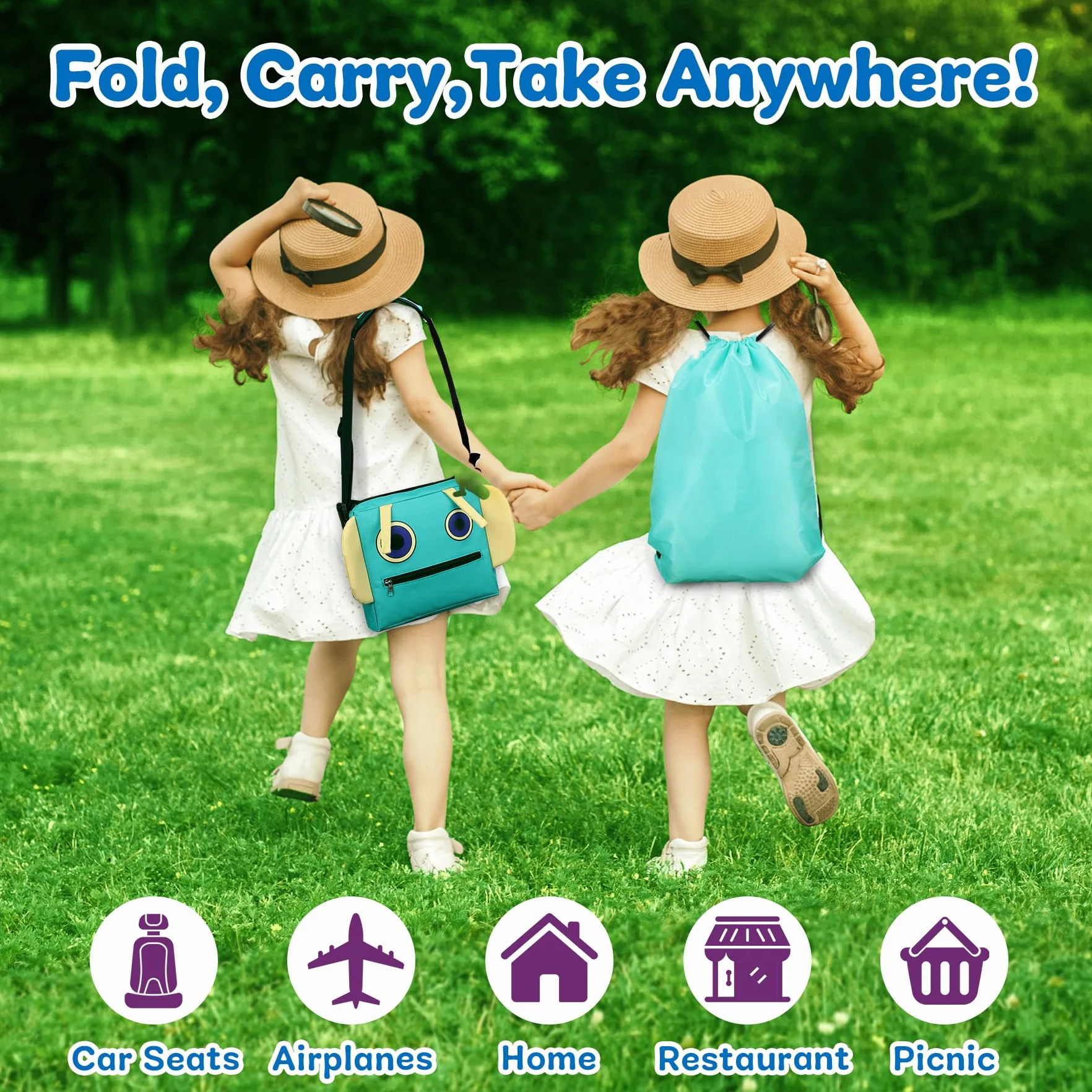 COOLJOY Mesa Coche Niños Bandeja Viaje Impermeable Plegable con Papeles Dibujo Educativo