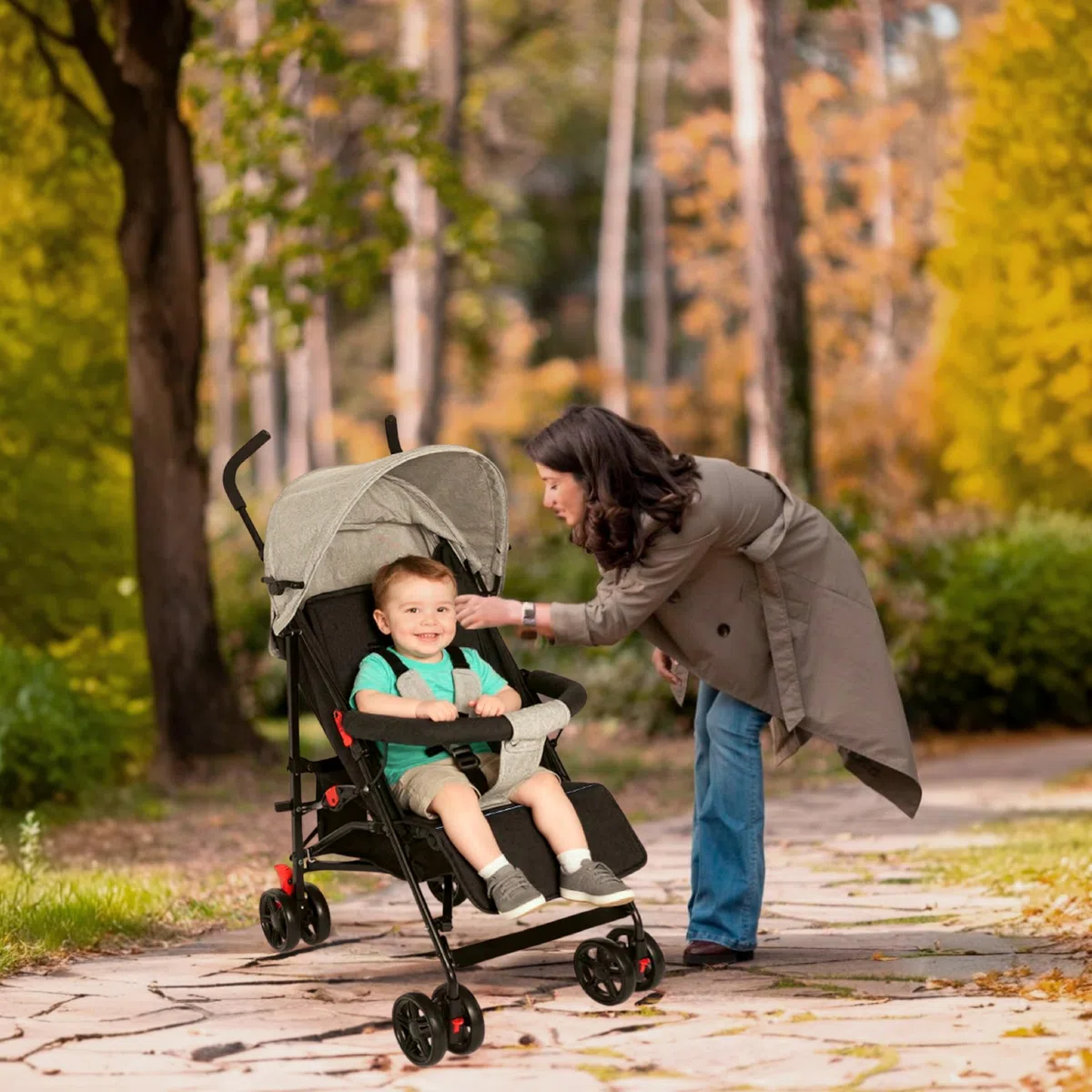 TORAL Silla de paseo ligera Florida para bebé, con respaldo reclinable 5 posiciones, capota XL, cinturón 3 puntos, 8 ruedas, silla paseo bebe desde 6 meses hasta 15 kg