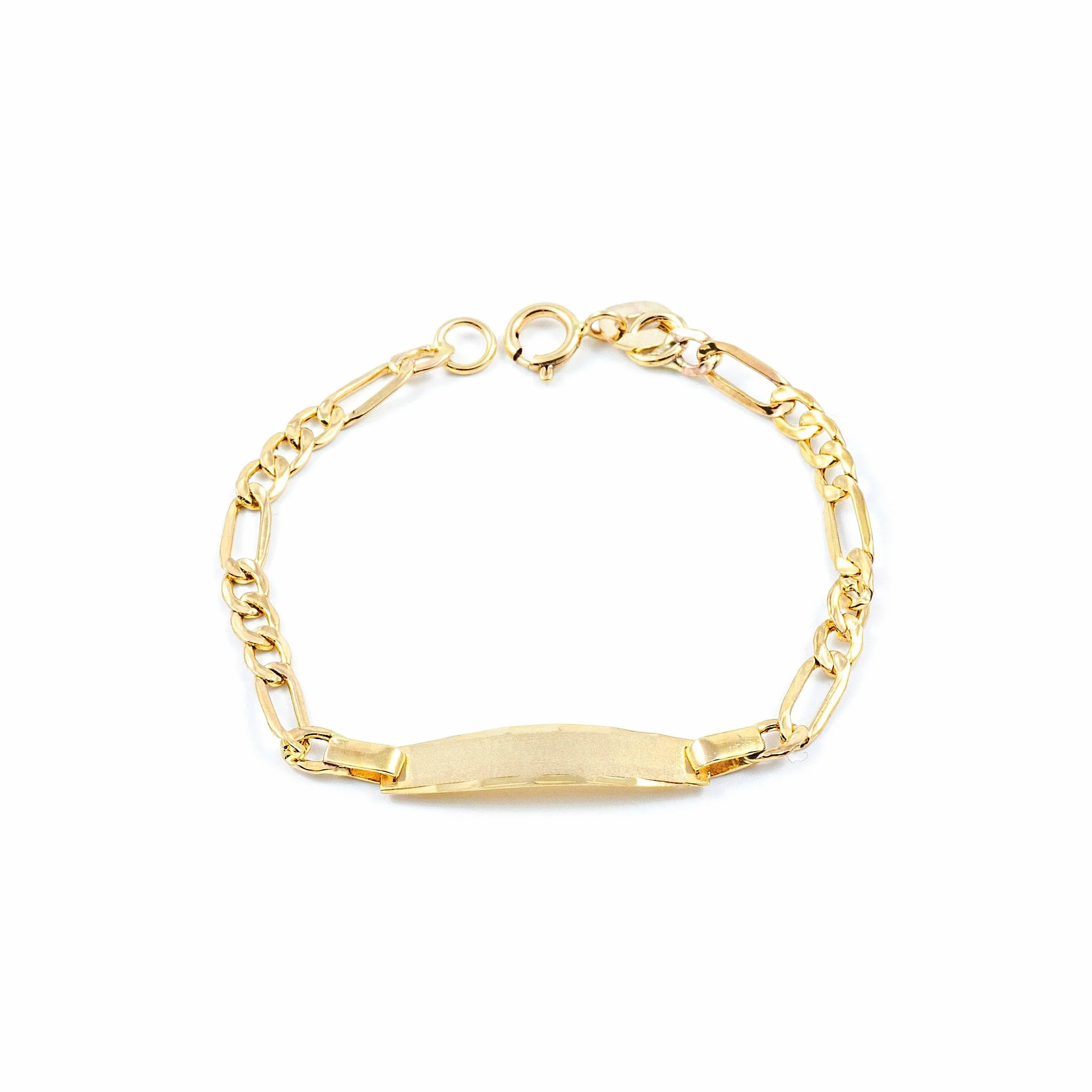 Esclava Bebe Oro Amarillo 3x1 eslabón Plano (9kts) - Estuche Regalo - Certificado de Garantía - Mondepetit