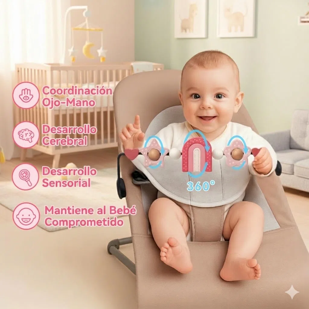 Baby Bouncer Toy Bar, Bouncer Toy Bar, fácil de fijar y quitar, materiales aptos para niños, ideal para bebés, juguetes para bebés en blanco y negro (arco iris)