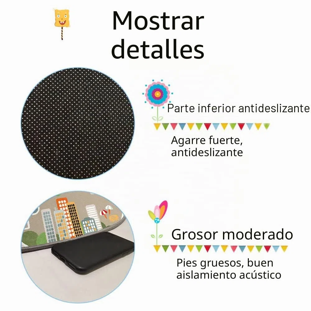 Alfombra para niños Alfombra de Juego Street Car Universo Animal Azul Verde Gris Gris 10 Tamaños
