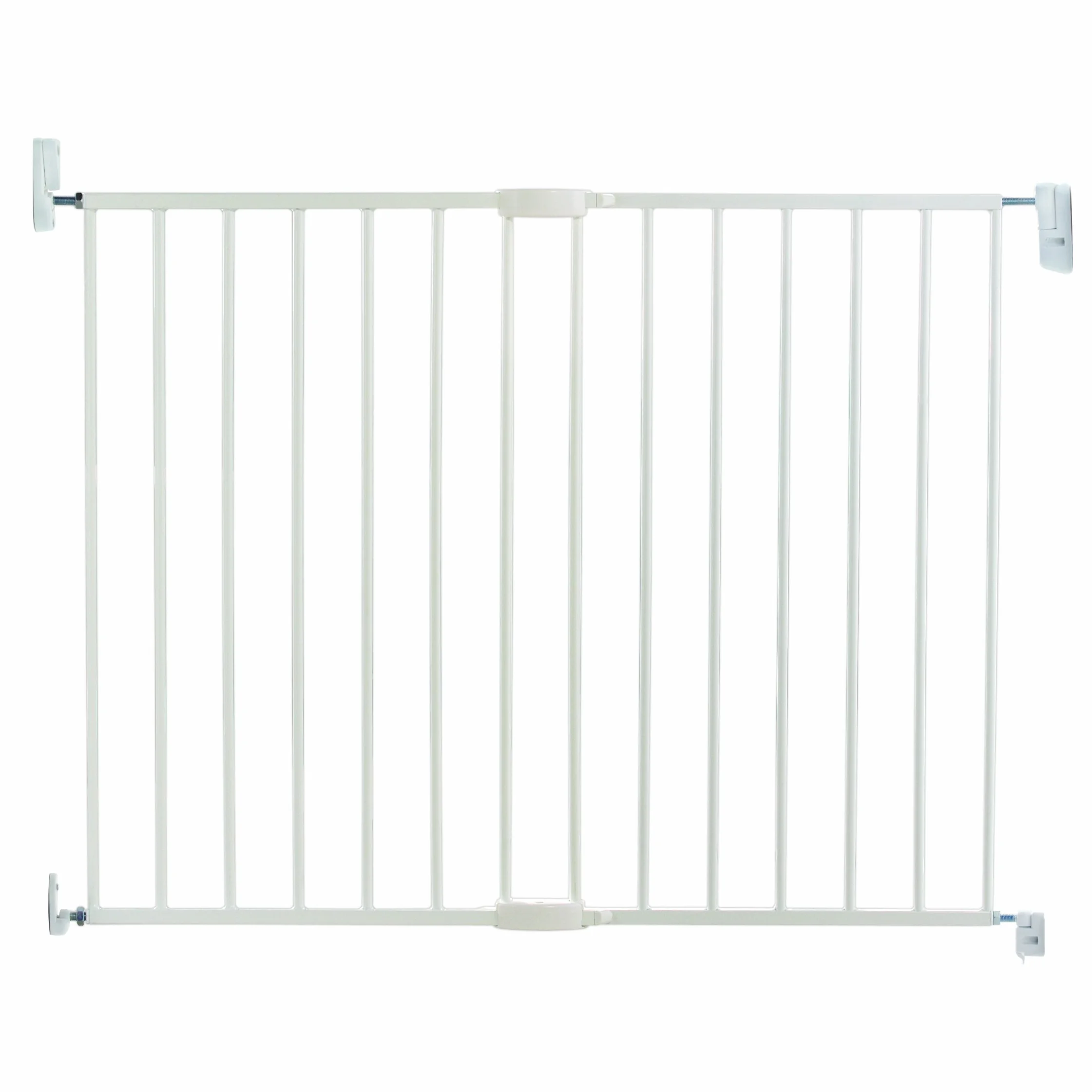 Munchkin Lindam Valla de Seguridad Infantil, Barrera de Escalera para Bebés y Niños Pequeños, Valla Extensible de Montaje Fijo, Puerta de Seguridad para Bebé, Valla Metálica, 64,5-102 cm, Blanco