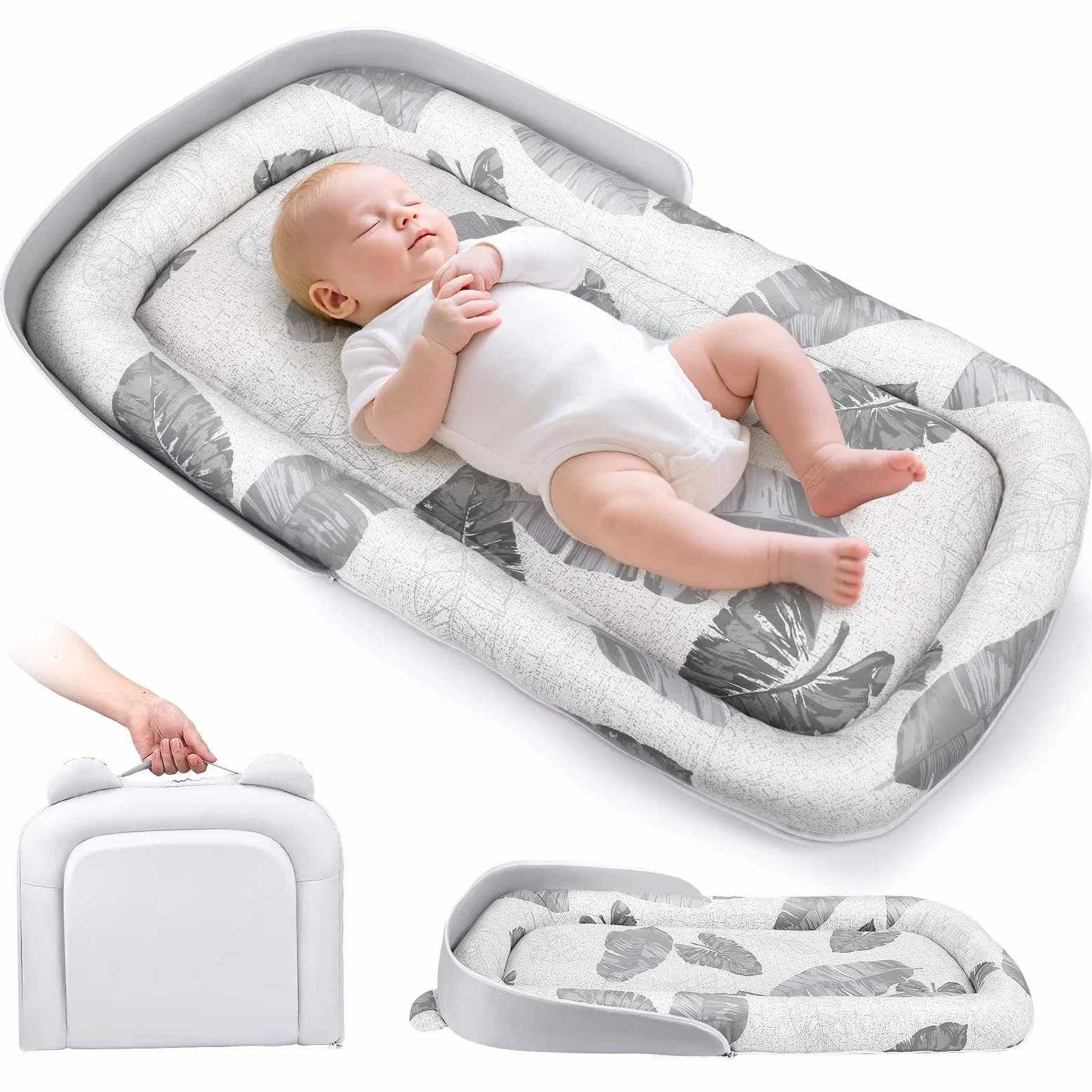 Nido para Bebé, Nido para Recién Nacidos de hasta 24 Meses - Cuna Portátil Transpirable de Doble Cara, Ligera y Lavable a Máquina con Bolsa de Transporte - para Dormir, Jugar y Viajar