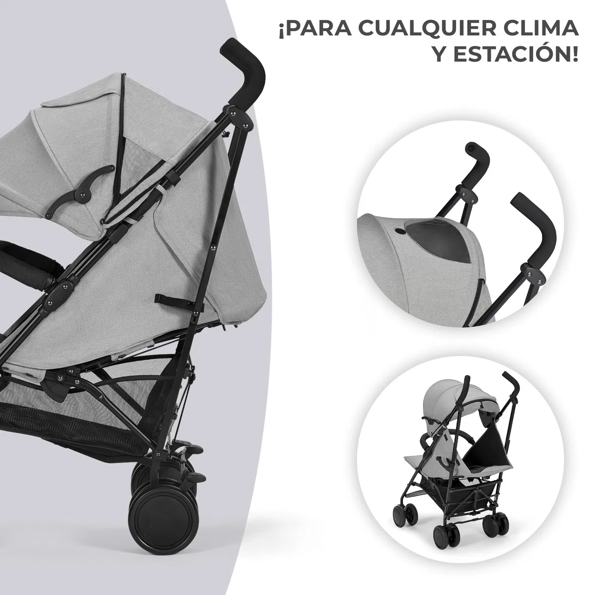 Kinderkraft Silla de Paseo SIESTA, Carrito paraguas, Posición tumbada, Plegable, hasta 22 kg, Gris