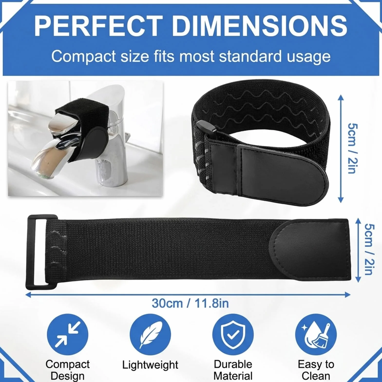 BAUCH 2 PCS Protección Infantil,Evita que los Niños Abran el Grifo,Banda Elástica, Grifo, Para Cocina,Baño(Negro, 5 * 30 cm)