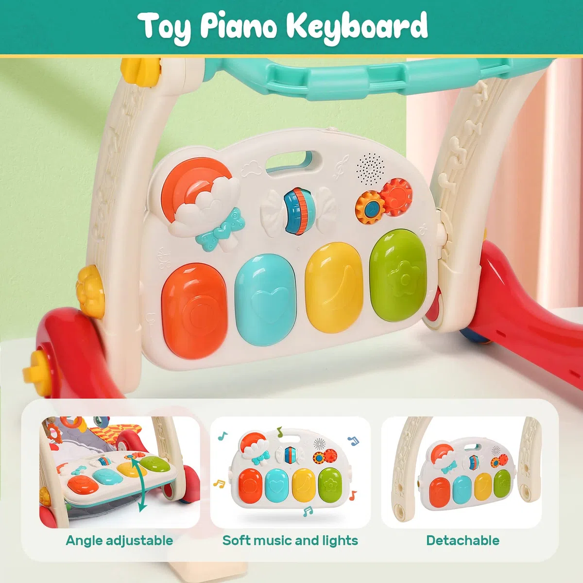 CUTE STONE Gimnasio De Juegos Para Bebés, Piano pataditas Aprendizaje Alfombra para bebés, centro de actividades musicales con luces, Tapete De Juegos Para Bebés de 0-24 Meses que