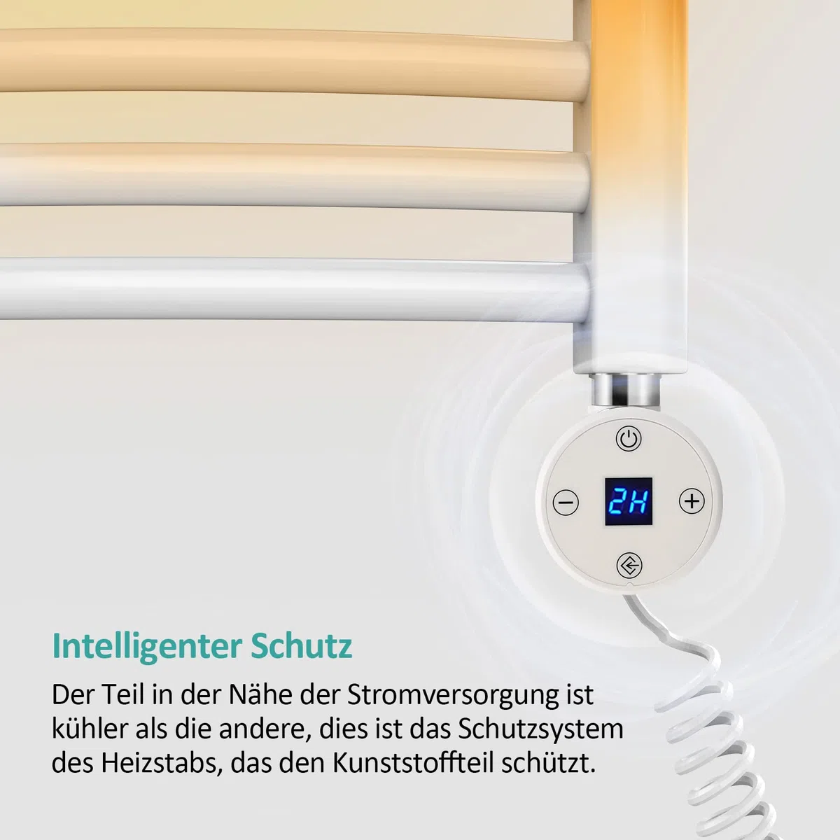 EMKE Varilla calefactora 900 W para radiador de baño, Cartucho de calefacción de Acero Inoxidable para radiador toallero eléctrico, Barra de calefacción con termostato y regulador de Temperatura,