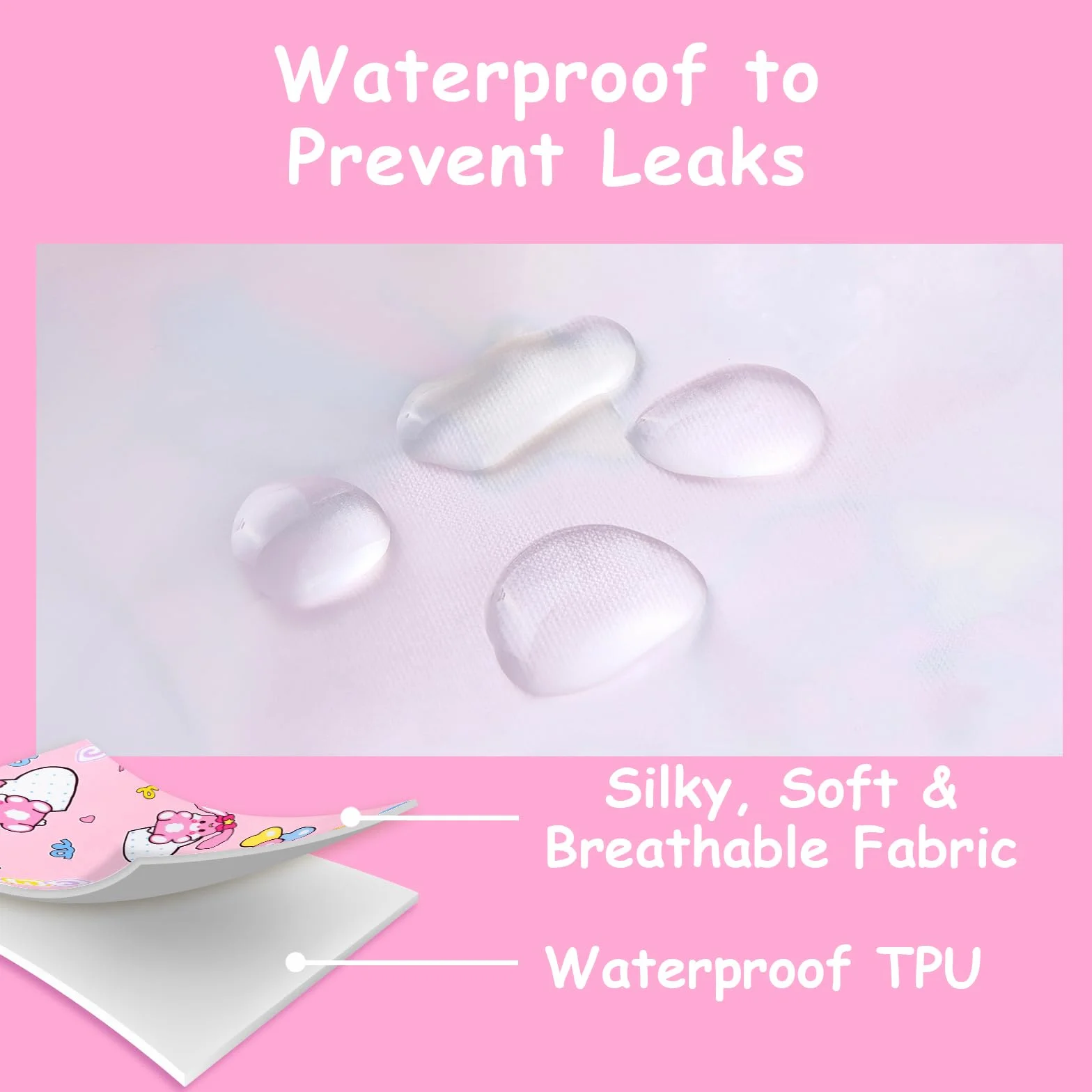 LittleForBig Sedoso lavable reutilizable impermeable con lazo de encaje fruncido bonito en bebé Usagi & Bella patrón sobre pañales adultos cubierta rosa S