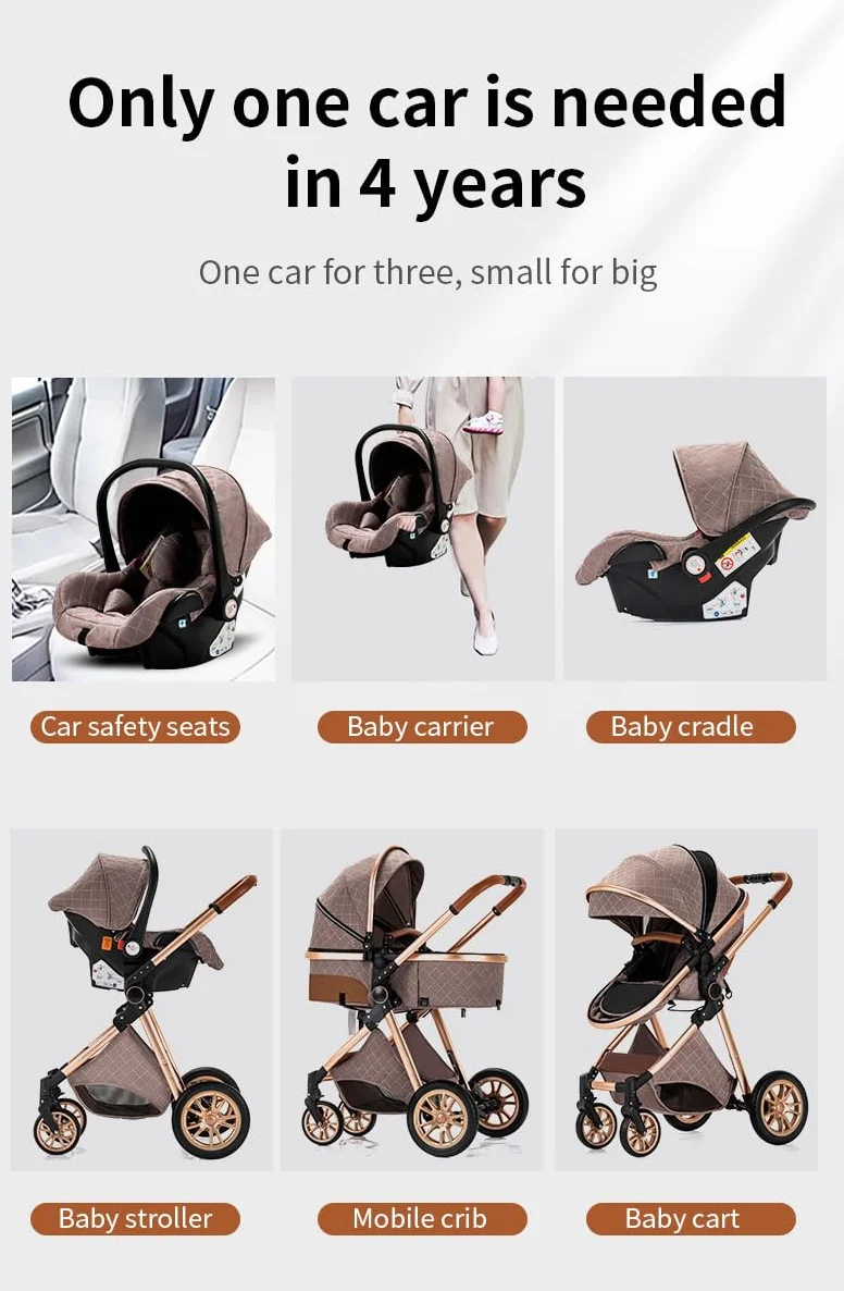 YAZOCO Carrito de Bebé 3 en 1, Plegable Carricoche de 3 Piezas, Cambiador, Cubrepiés, Mosquiteros, Cubiertas de Lluvia, Accesorios de Asiento (L V9 Gris oscuro)