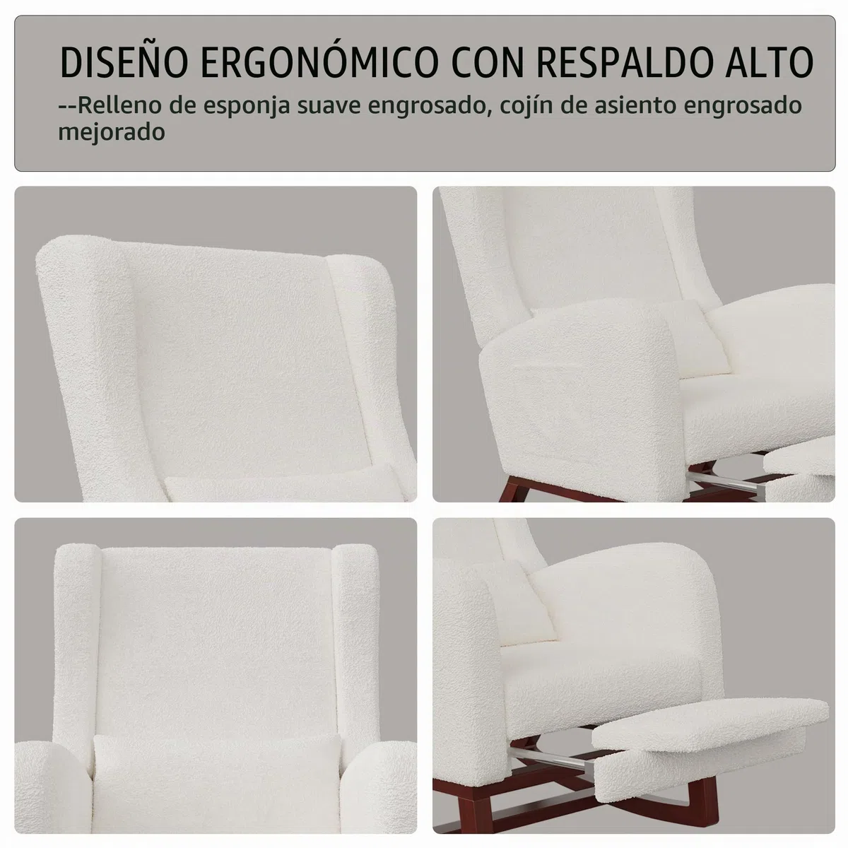Mecedora, silla de lactancia, mecedora con reposapiés y bolsillo lateral, silla de lactancia, cómoda silla de lectura con reposabrazos, silla acolchada para salón o dormitorio